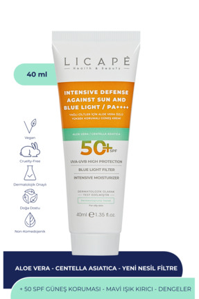 Licape Yağlı Ciltler İçin Aloe Vera Özlü Yüksek Korumalı +50 Faktör Güneş Kre...