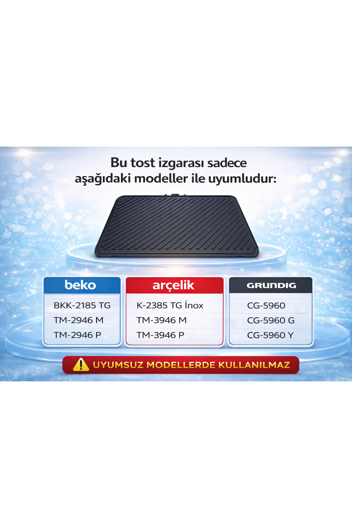 Arçelik Beko Bkk 2185 Tg Tost Makinesi Plate Plaka Izgara Pişirme