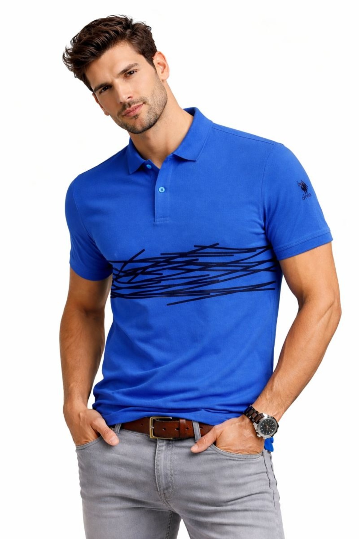 یو اس پولو تی‌شرت مردانه یقه پولو
