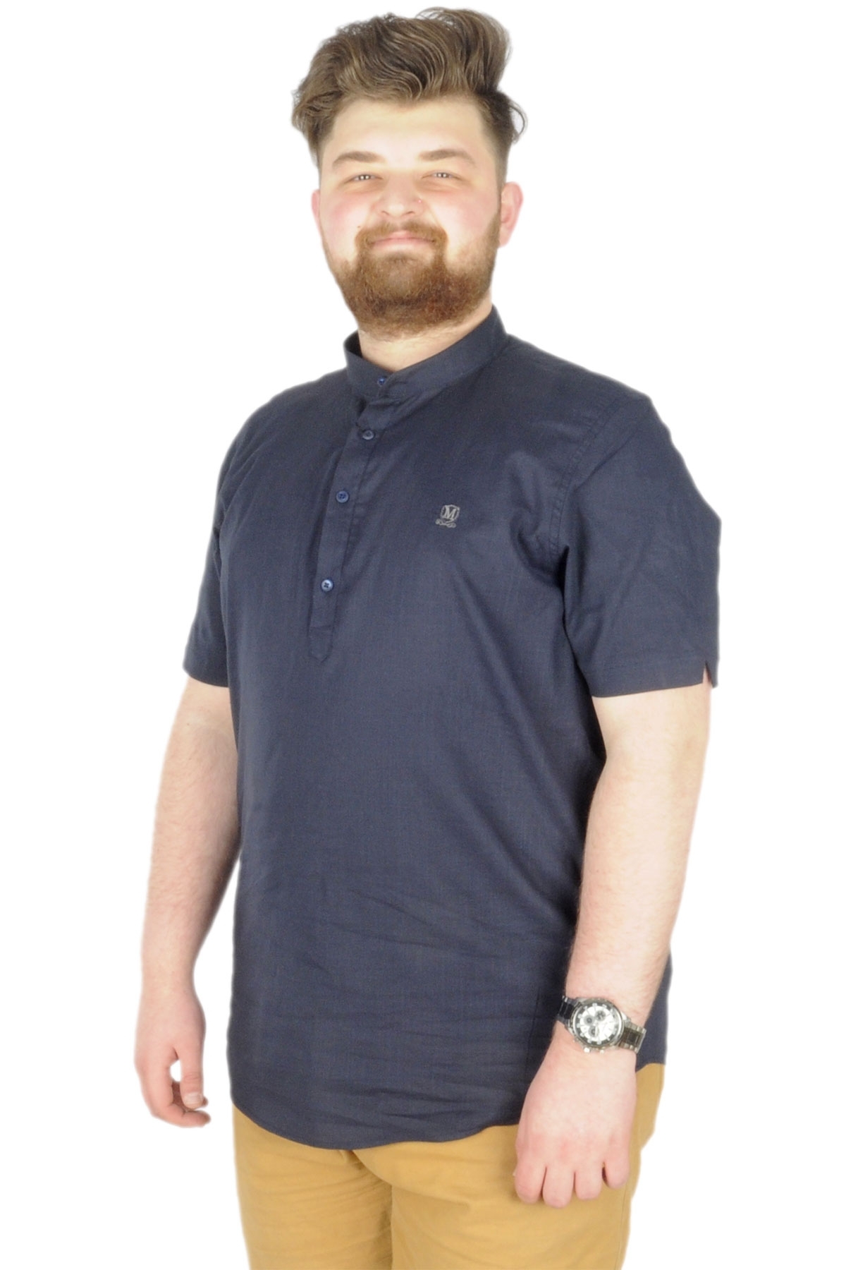 ModeXL Mode XL Buyuk Beden Erkek Kısa Kol Hakim Yaka 20387 Lacivert