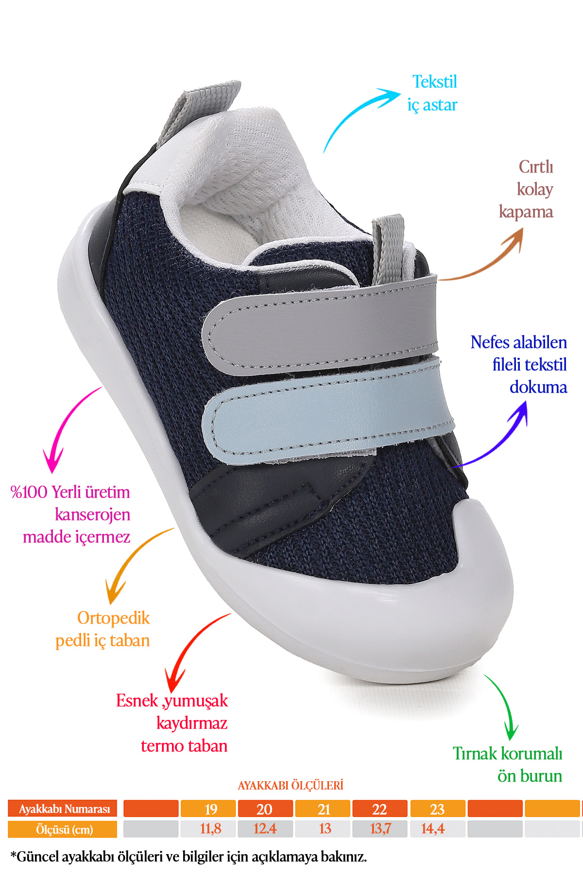 Kiko Kids Textile İlk Adım Cırtlı Erkek Bebek Spor Ayakkabı fotoğrafı 2 (önizleme)