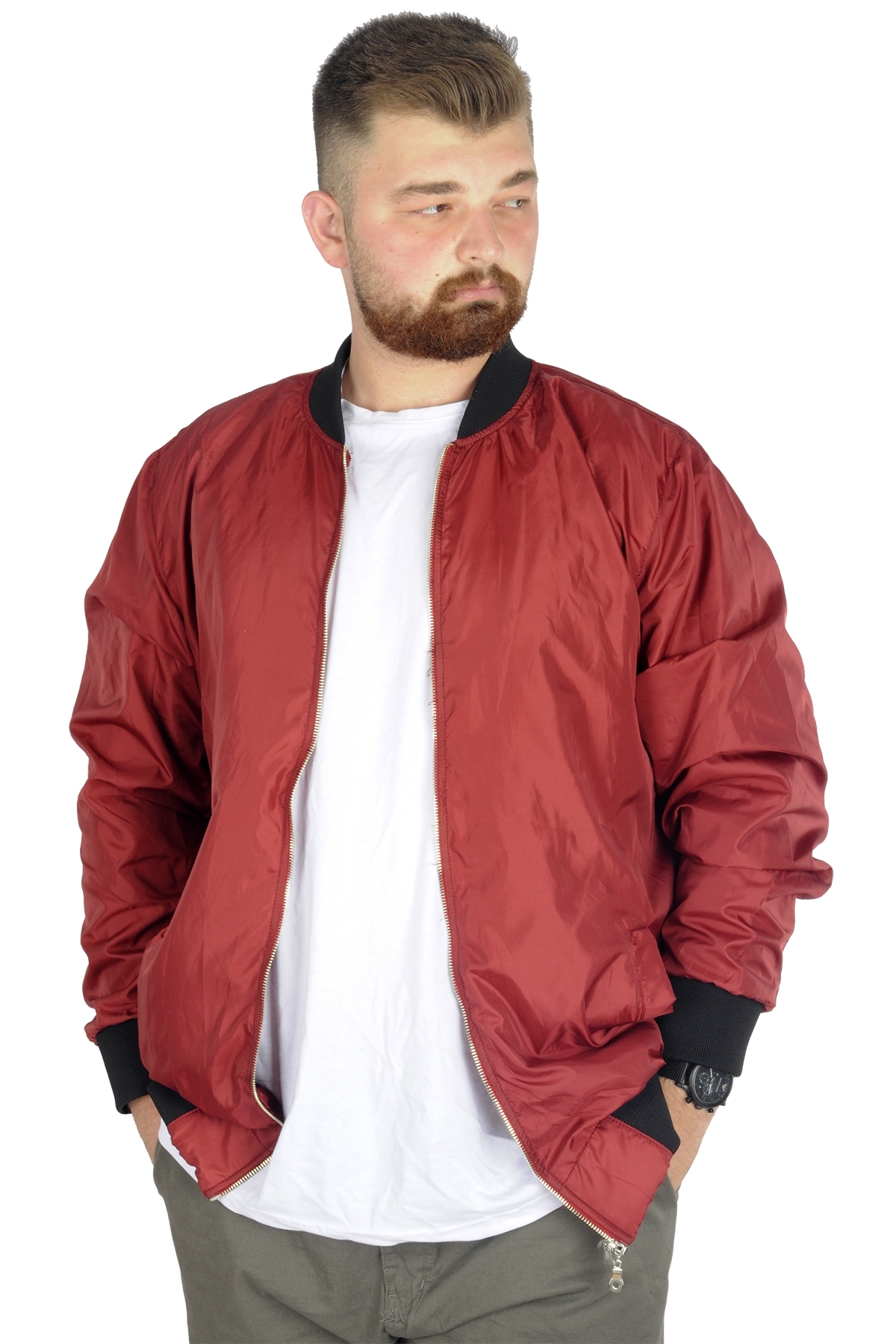 ModeXL Mode XL Büyük Beden Erkek Kolej Mont Jesica 22611 Bordo