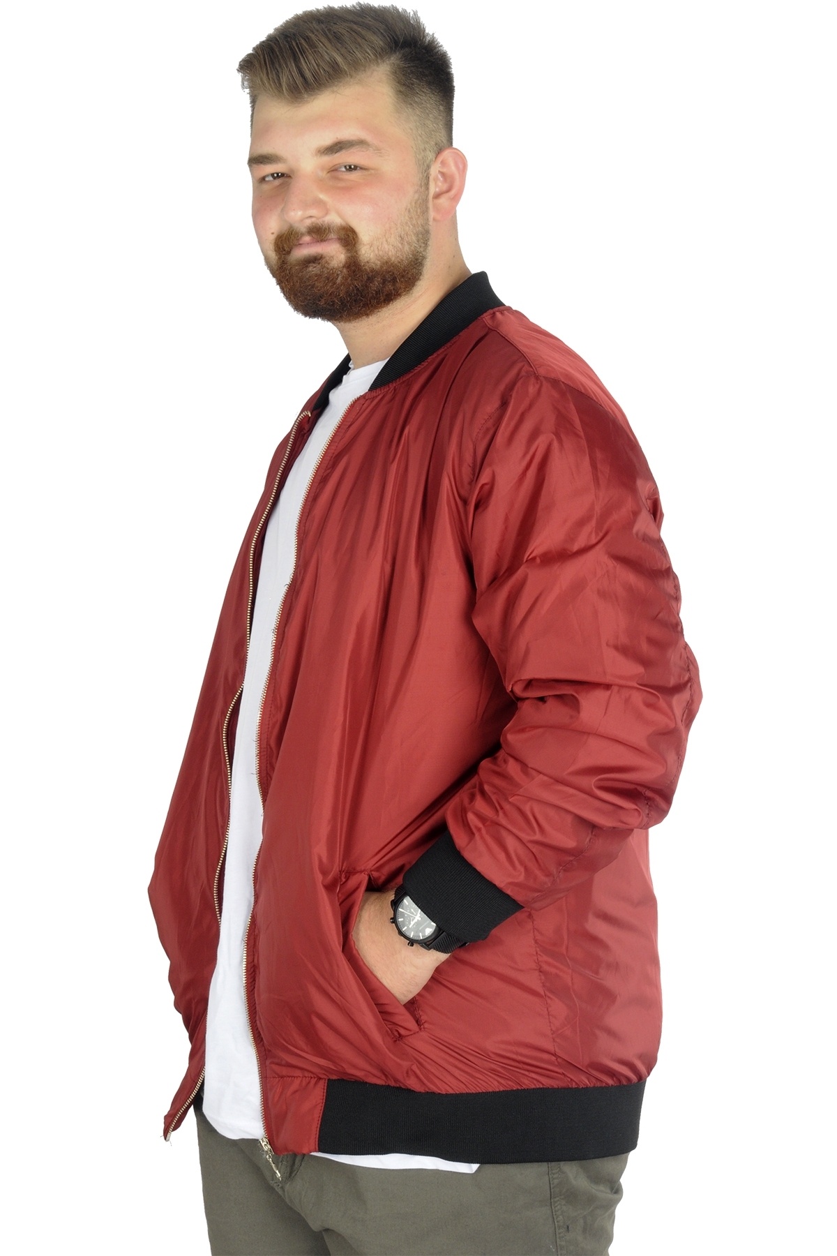 ModeXL Mode XL Büyük Beden Erkek Kolej Mont Jesica 22611 Bordo görsel 2