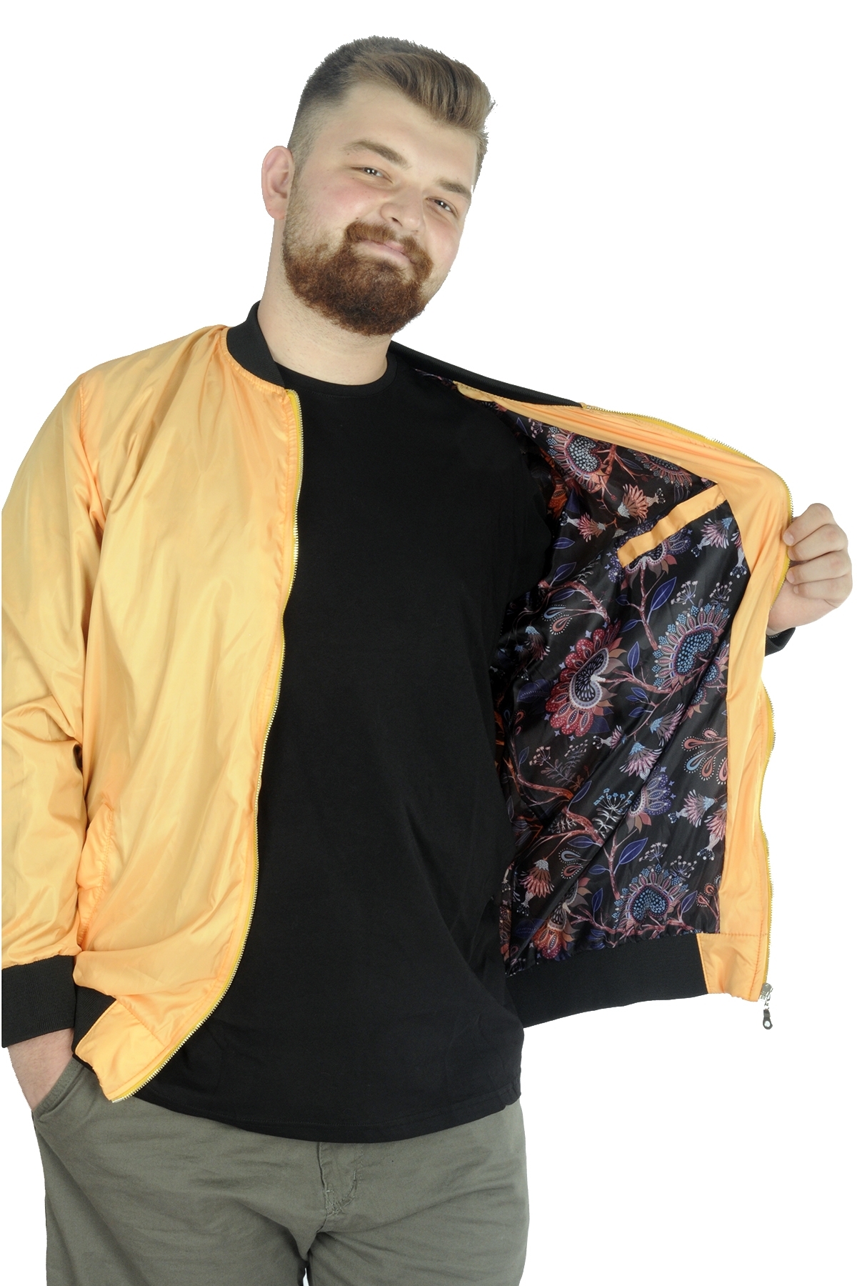ModeXL Mode XL Büyük Beden Erkek Kolej Mont Jesica 22611 Sarı görsel 3
