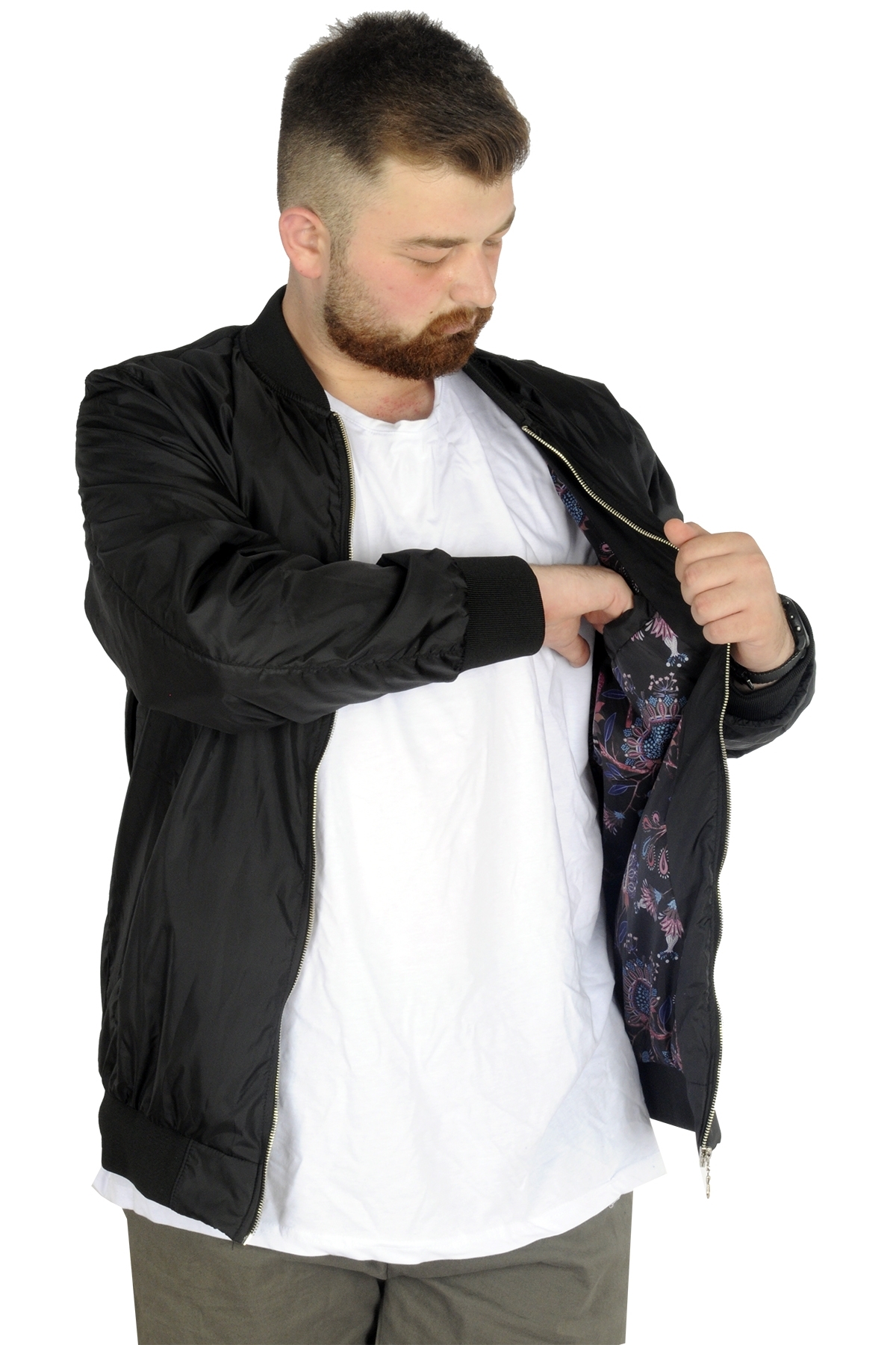 ModeXL Mode XL Büyük Beden Erkek Kolej Mont Jesica 22611 Siyah görsel 3