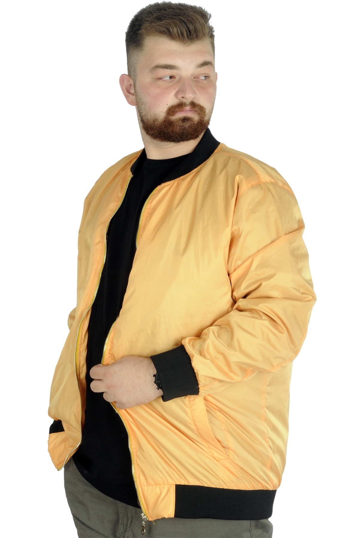 ModeXL Mode XL Büyük Beden Erkek Kolej Mont Jesica 22611 Sarı görsel 2
