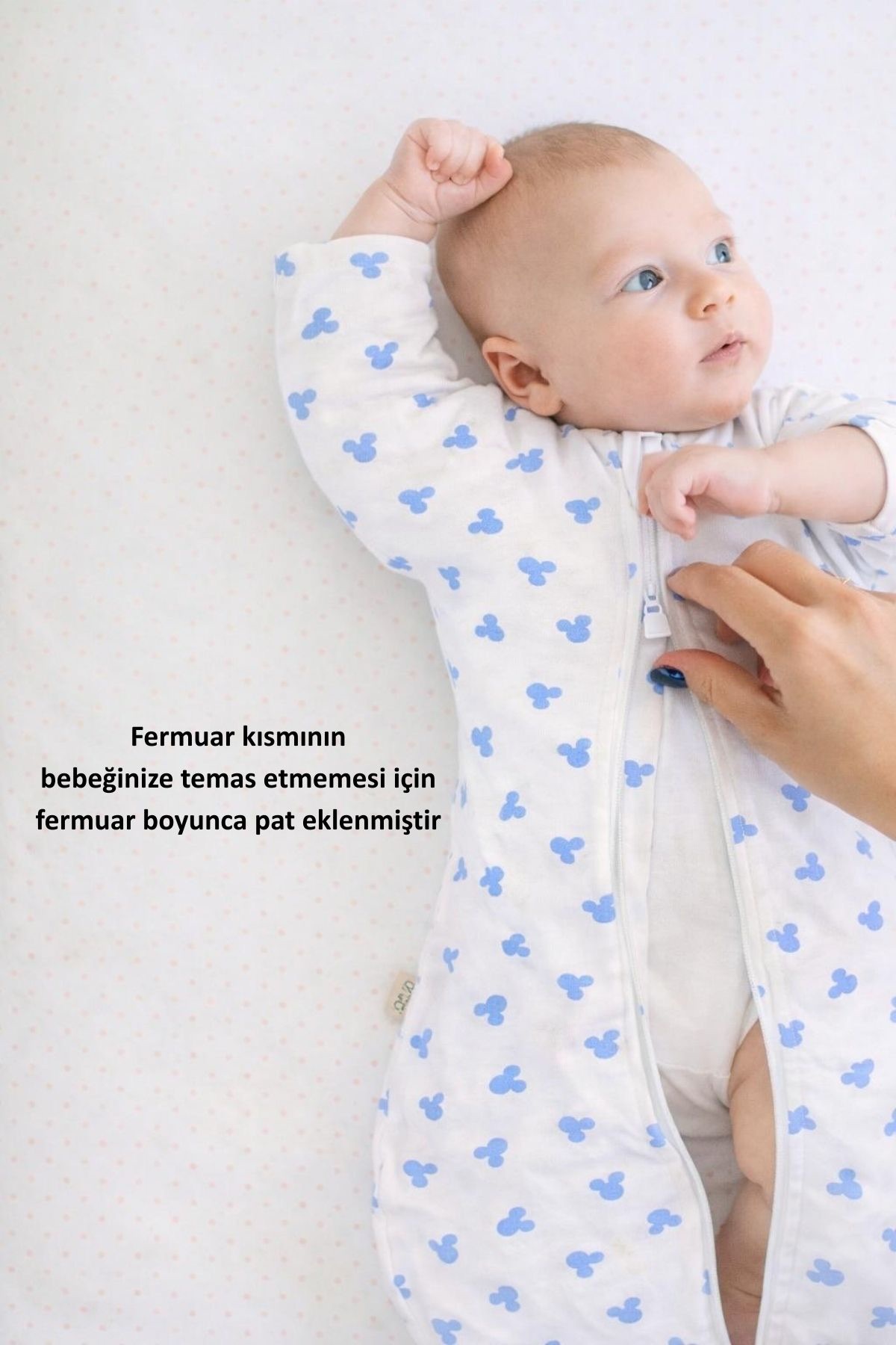 Le Touche Mavi Bebek Kundak Eldiven Manşetli Uyku Tulumu & Kolları Yukarı Kundak (0-3 AY, 3-6 AY, 6-9 AY) fotoğrafı 4 (önizleme)