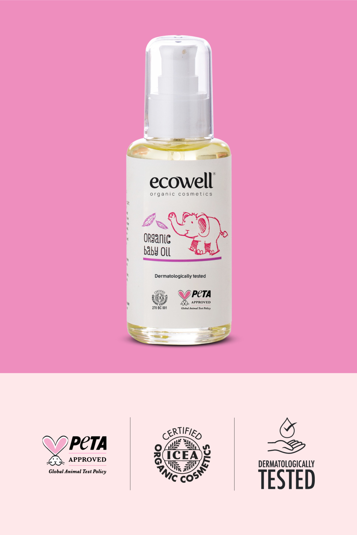 Ecowell Bebek Yağı, Organik & Vegan Sertifikalı, Hipoalerjenik, Nemlendirici, Rahatlatıcı Bebe Masajı, 100ml fotoğrafı 3 (önizleme)