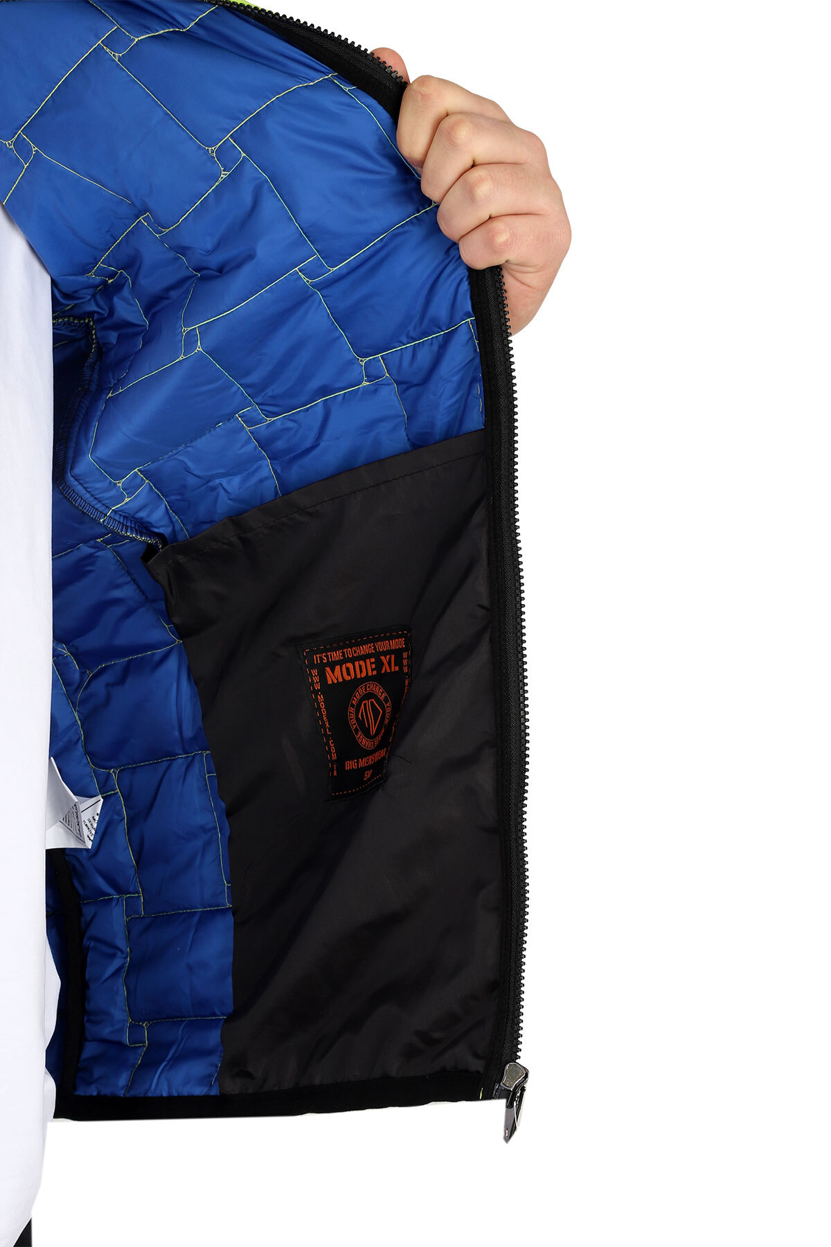 ModeXL Mode XL Büyük Beden Erkek Kapüşonlu Fermuarlı Şişme Yelek U24700 Koyu Yeşil görsel 5