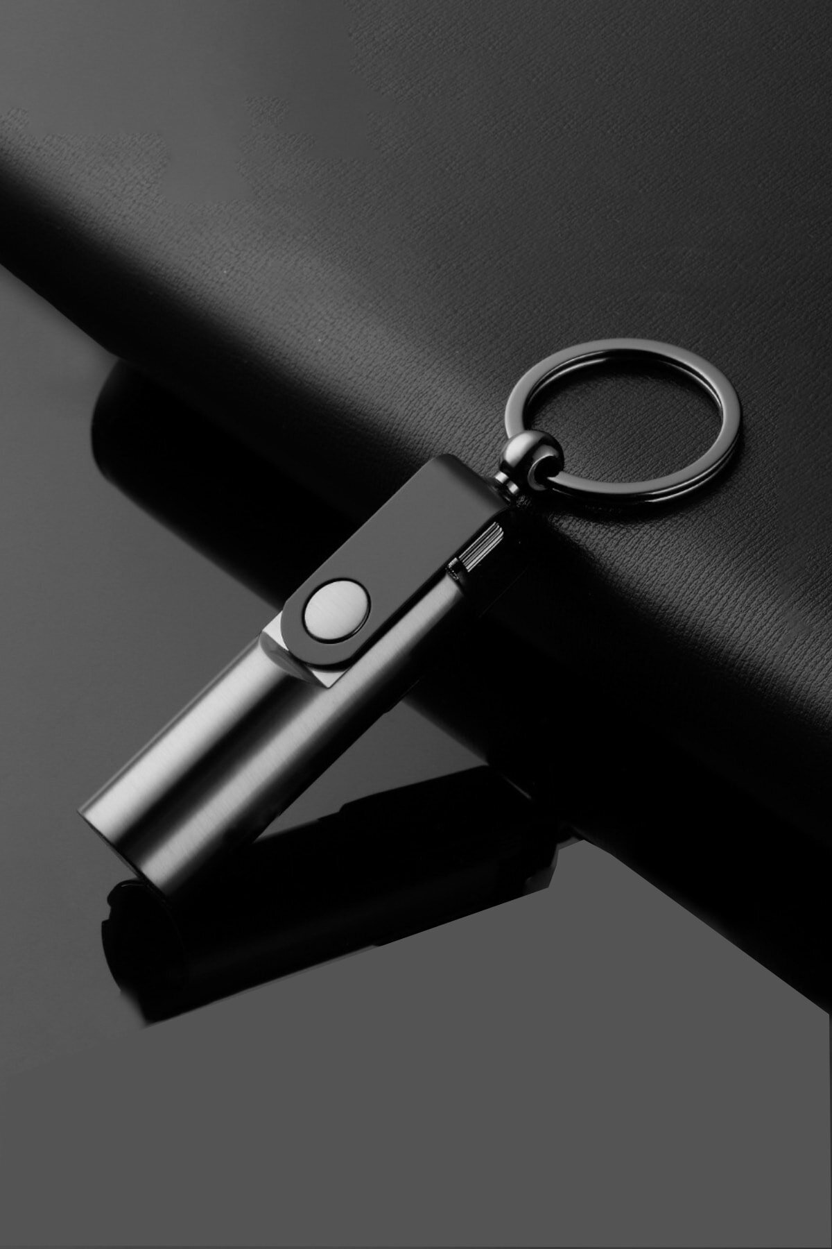 Metal Keychain with Black Matchstick Gasoline Lighter 1 Piece