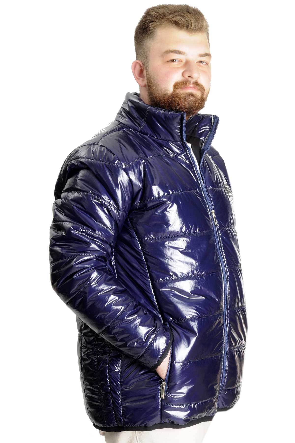 ModeXL Mode XL Büyük Beden Erkek Mont Kapitone 23608 İndigo görsel 2
