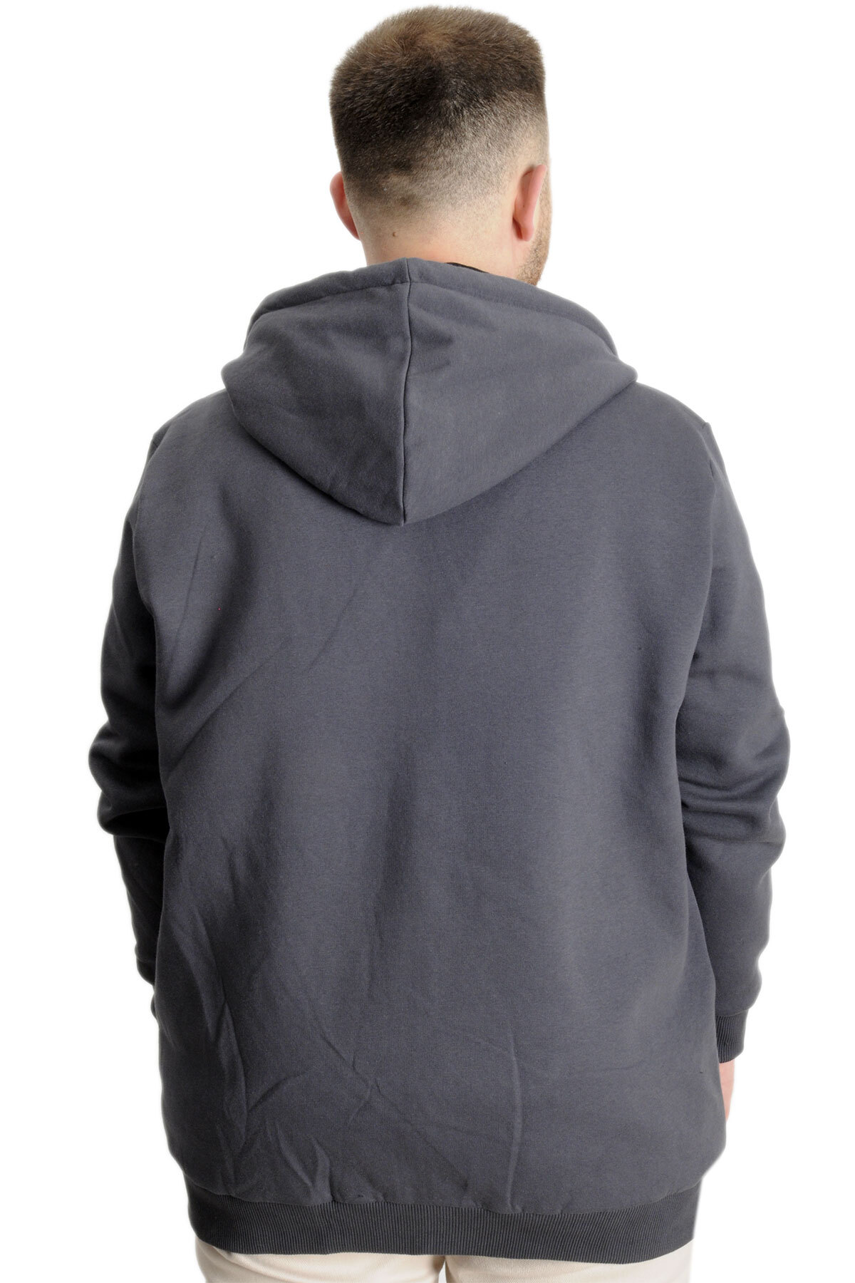 ModeXL Mode XL Büyük Beden Erkek Sweat Zippered Basic 20543 Füme görsel 4
