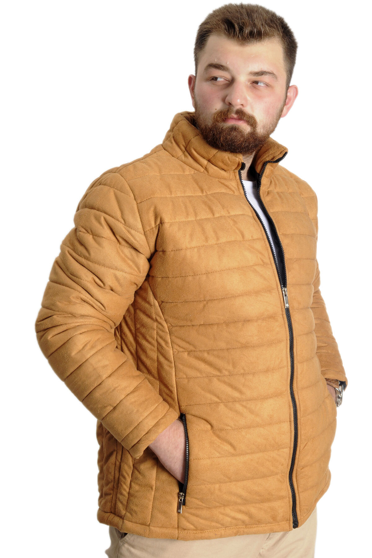 ModeXL Mode XL Büyük Beden Erkek Mont Süet 23625 Sarı görsel 3