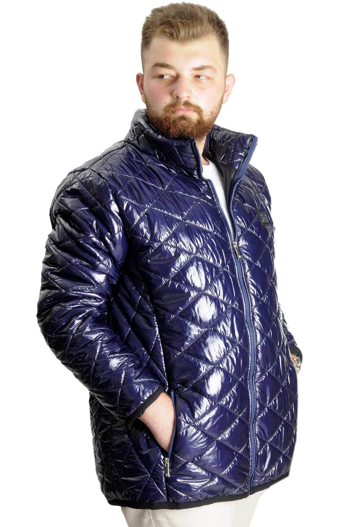 ModeXL Mode XL Büyük Beden Erkek Mont Kapitone 23604 İndigo görsel 3