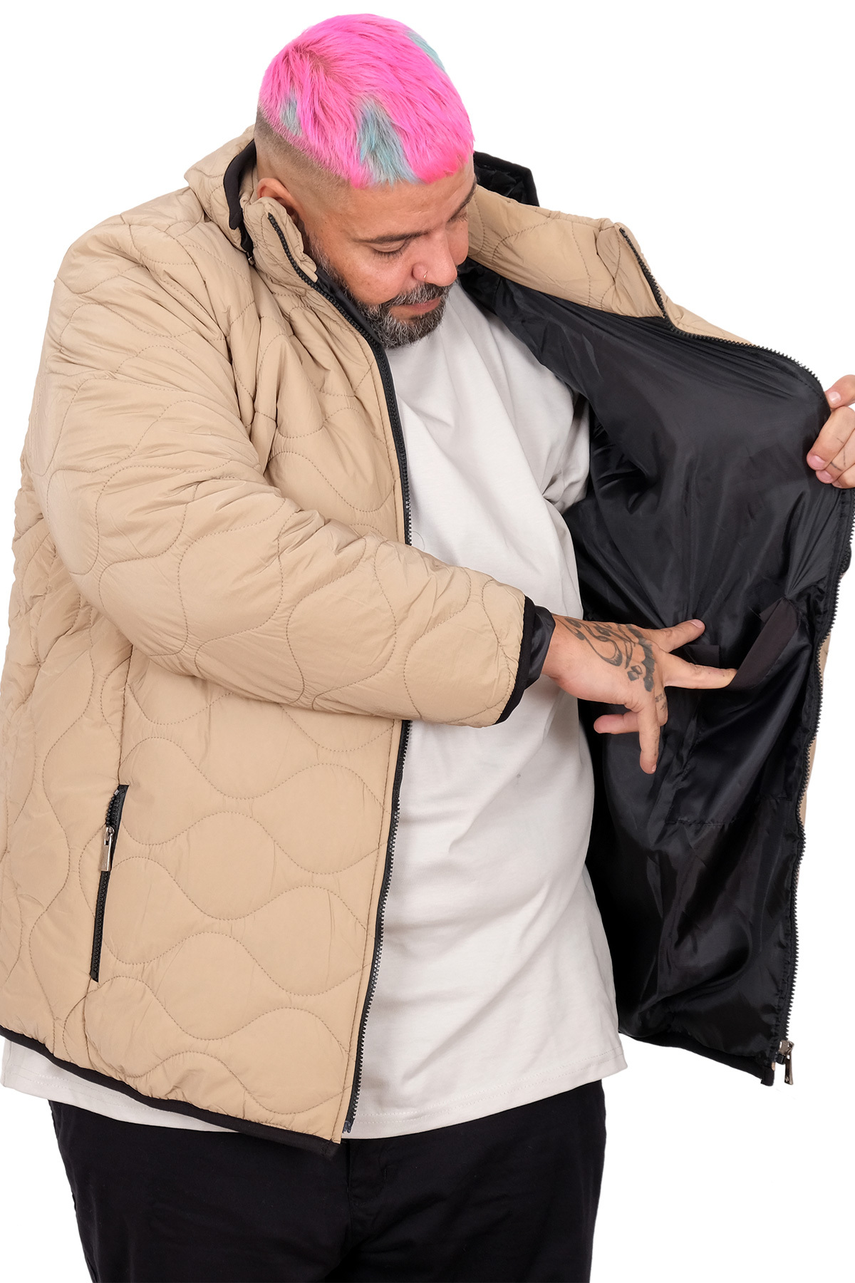 ModeXL Mode XL Buyuk Beden Erkek Mont Kapıtone Kapsonlu U25701 görsel 3