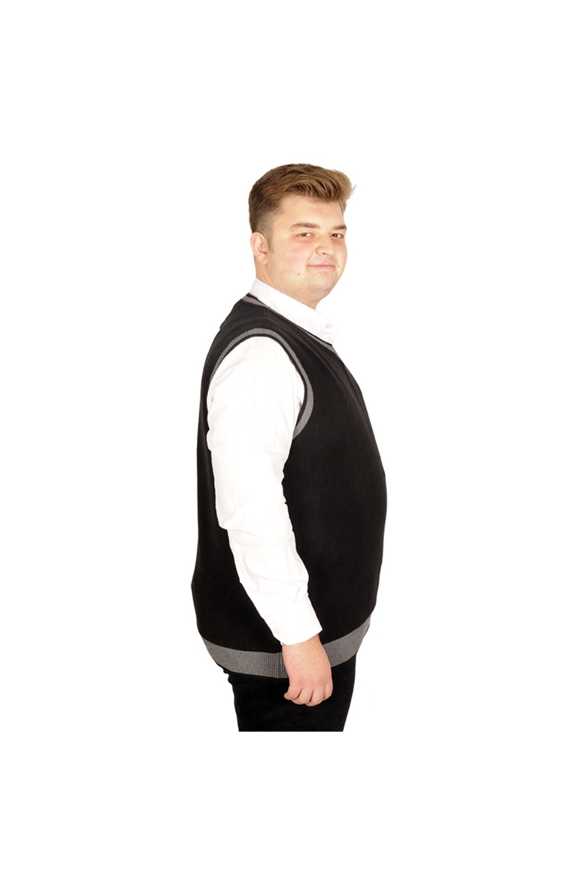 ModeXL Mode XL Büyük Beden Erkek Süeter Vanize Selanik 20547 Siyah görsel 3