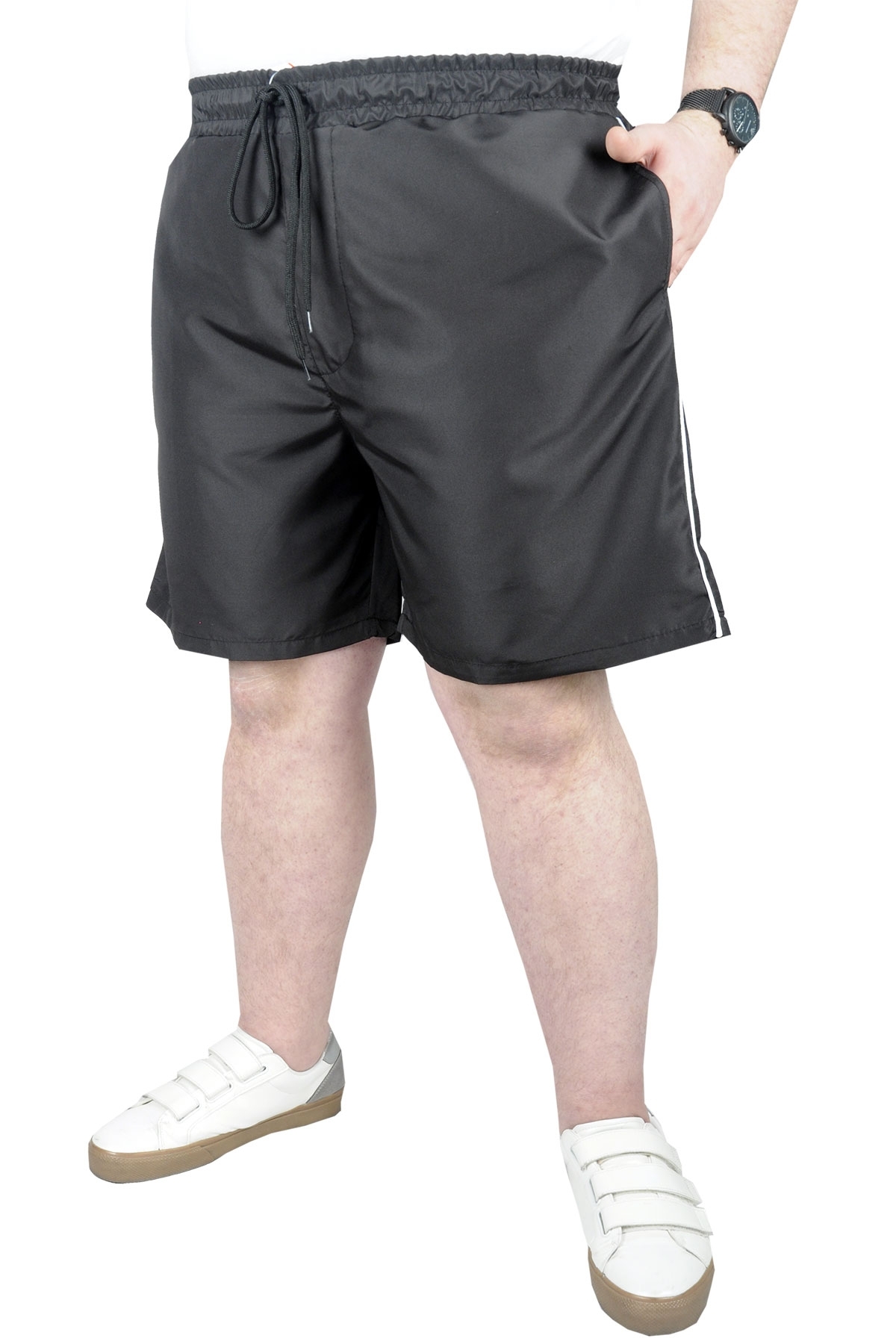Mode XL Plus Size Sea Shorts White Line 21451 Black
