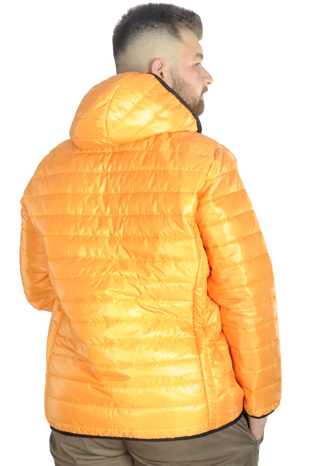 ModeXL Mode XL Büyük Beden Mont Kapitone Kapşonlu 22602 Sarı görsel 3