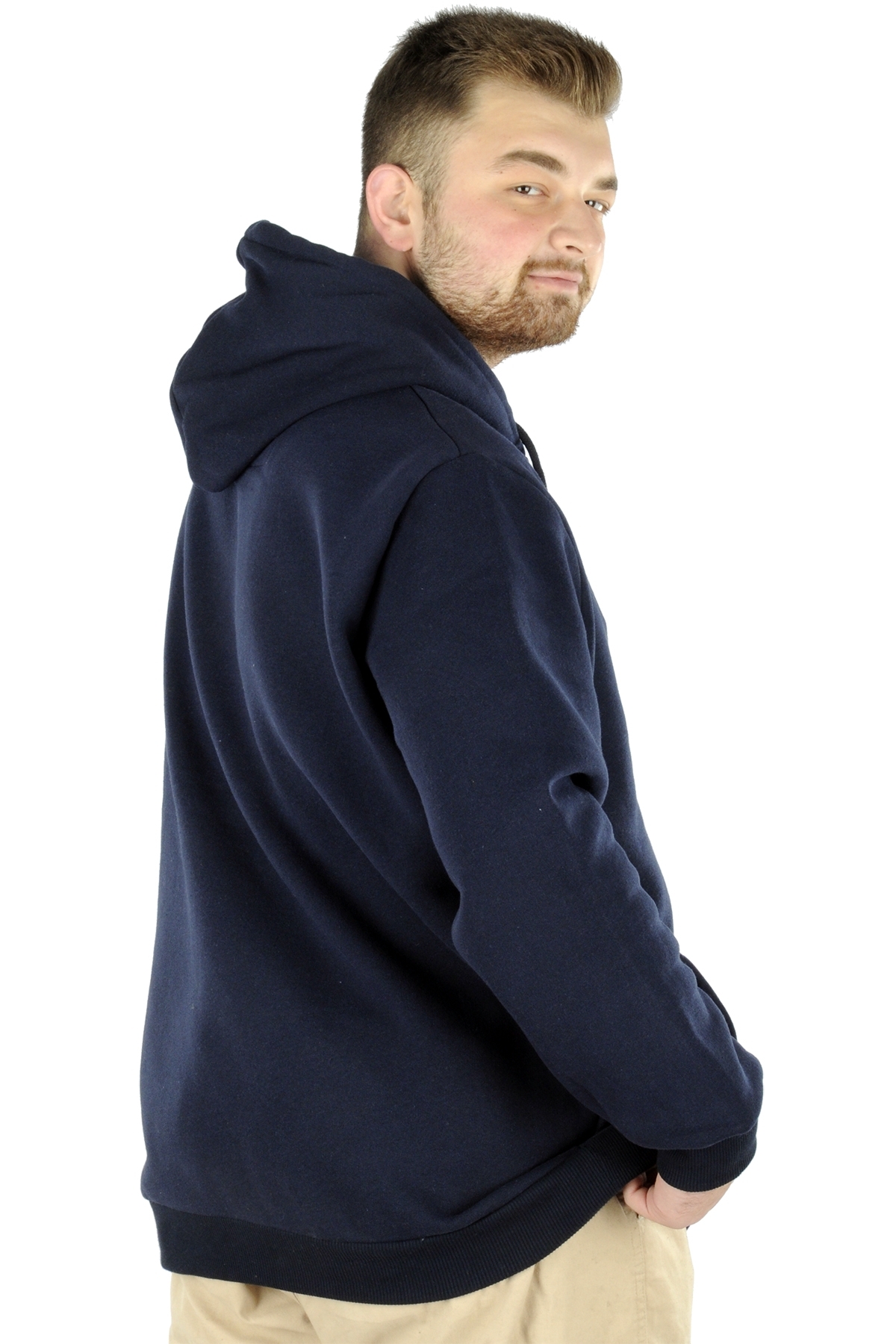 ModeXL Mode XL Büyük Beden Sweat Kapson Kangoroo Pocket Recycle B20532 LACİVERT görsel 8