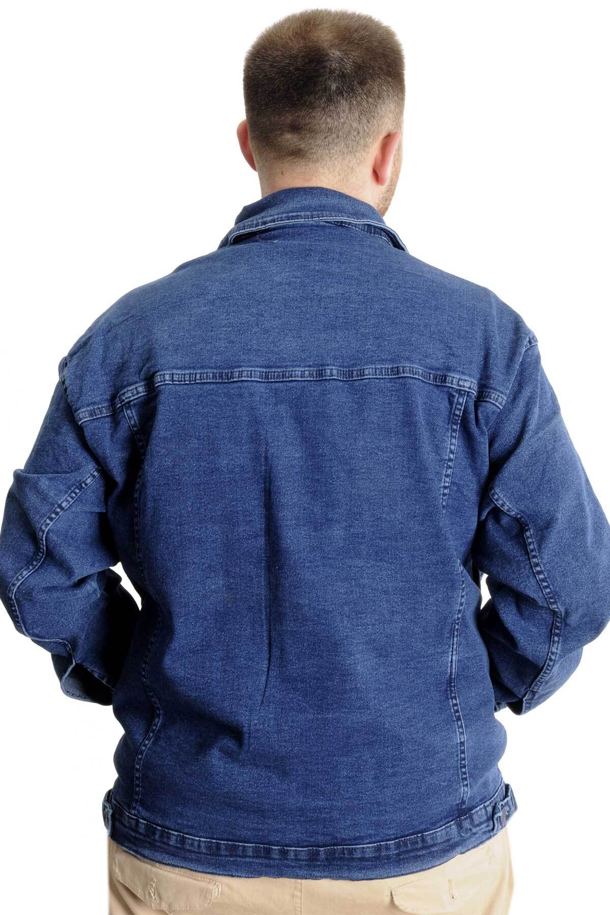 ModeXL Mode XL Büyük Beden Erkek Kot Mont Paris Star 22800 Açık Mavi görsel 4