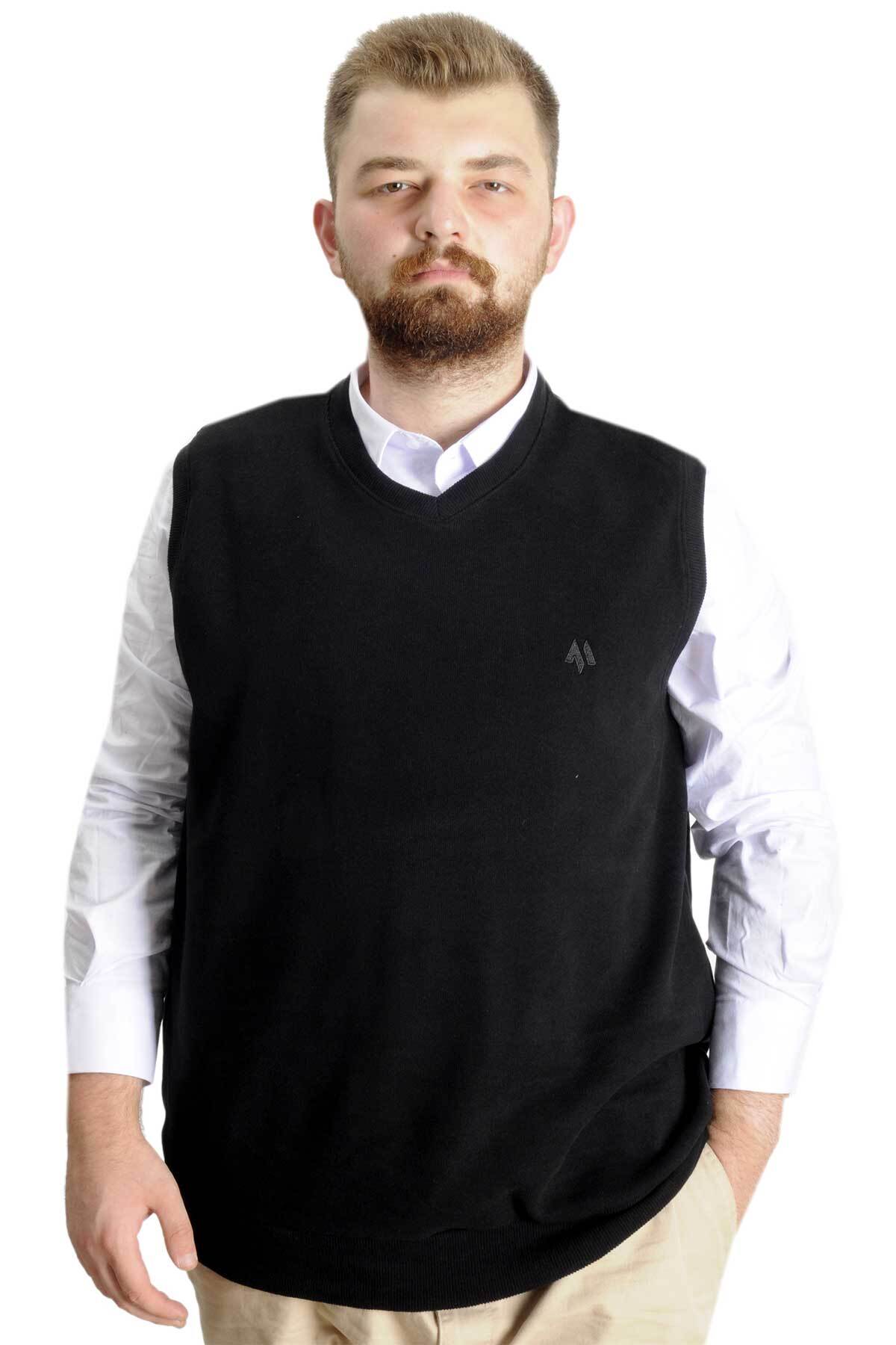 ModeXL Mode XL Büyük Beden Erkek Süeter Vanize Selanik 20547 Siyah görsel 5
