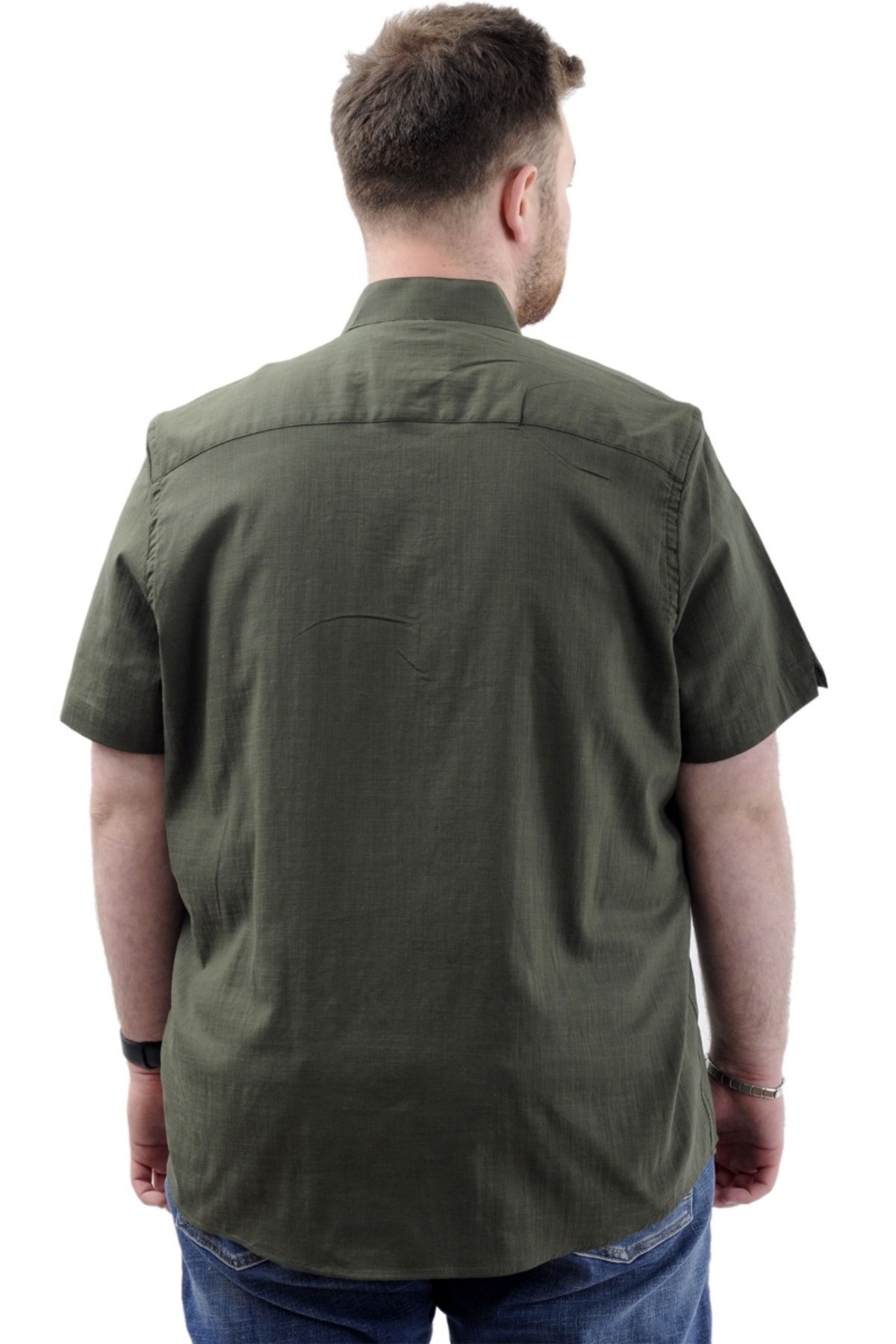 ModeXL Mode XL Buyuk Beden Erkek Kısa Kol Hakim Yaka 20387 Haki görsel 4