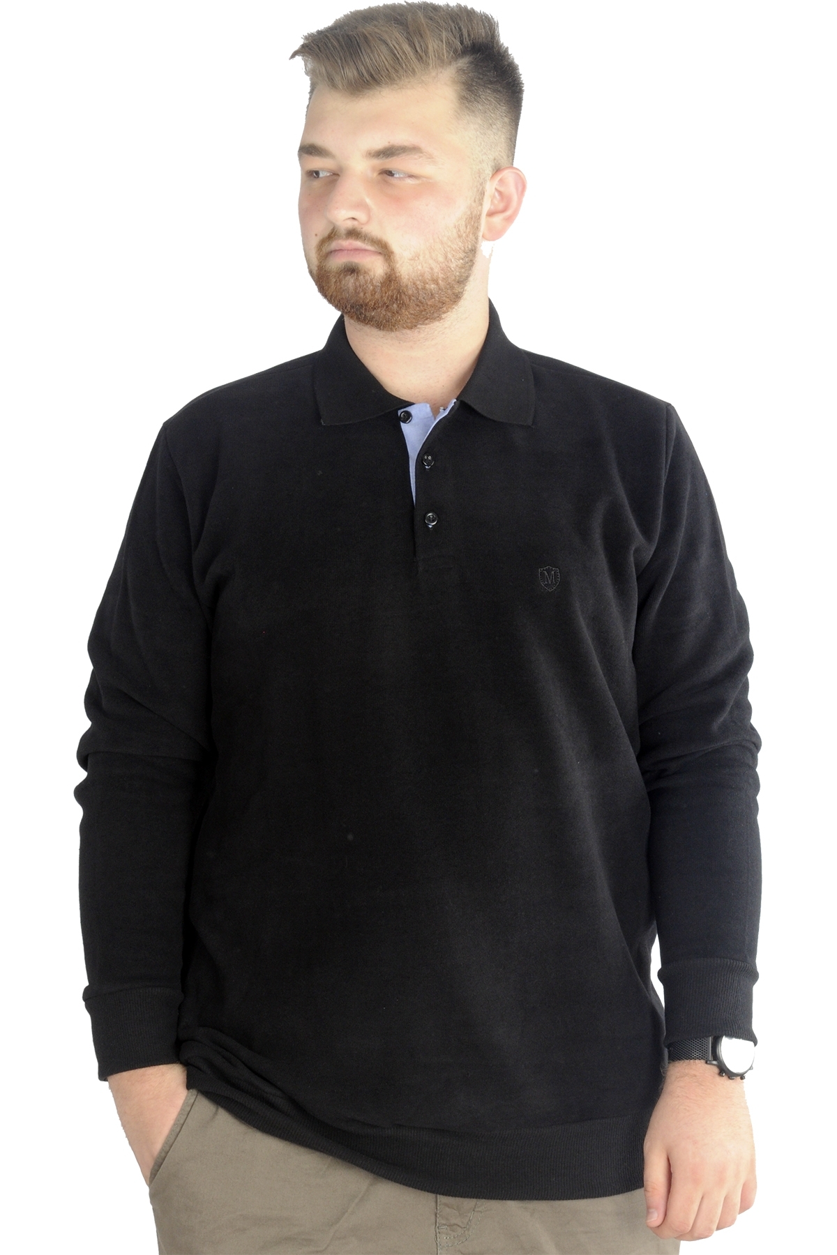 Mode XL Men's Sweatshirt Polo Vnz Thessaloniki 20440 Black
