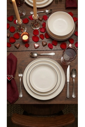 KÜTAHYA HOME 24 Parça Zühre Yemek Takımı – Gümüş File Detaylı Porselen