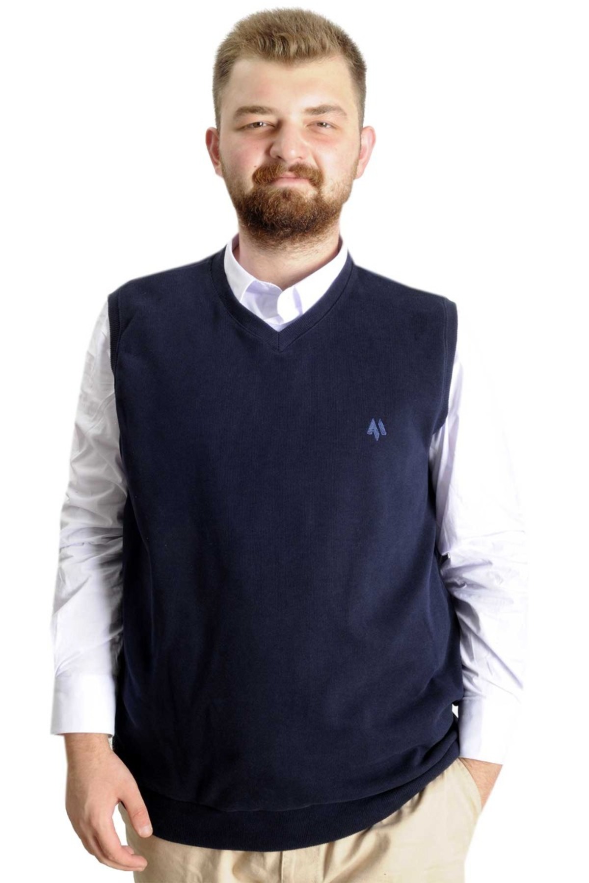 ModeXL Mode XL Büyük Beden Erkek Süeter Vanize Selanik 20547 Lacivert görsel 5