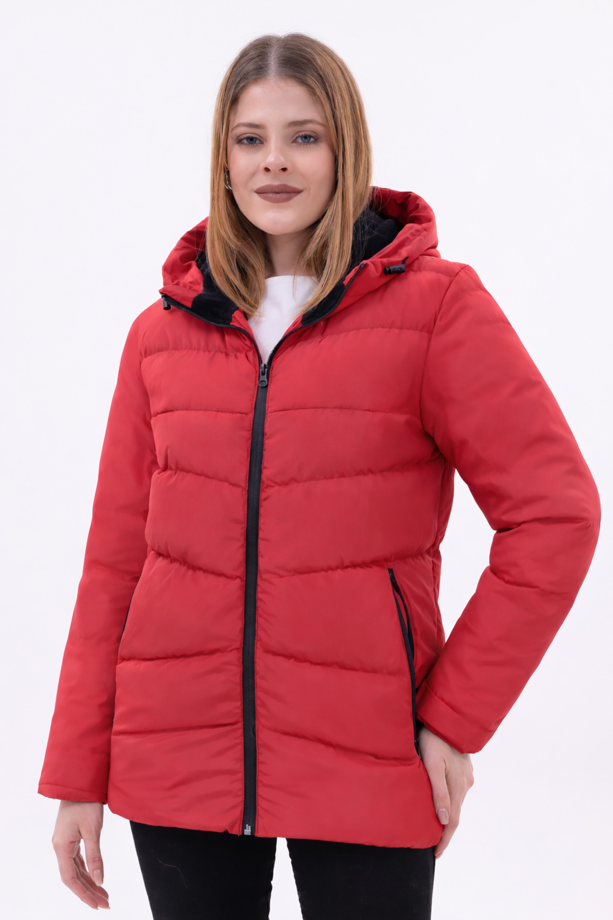 freemen Dámská červená větruodolná fleecová kožešinová nepromokavá bunda bunda