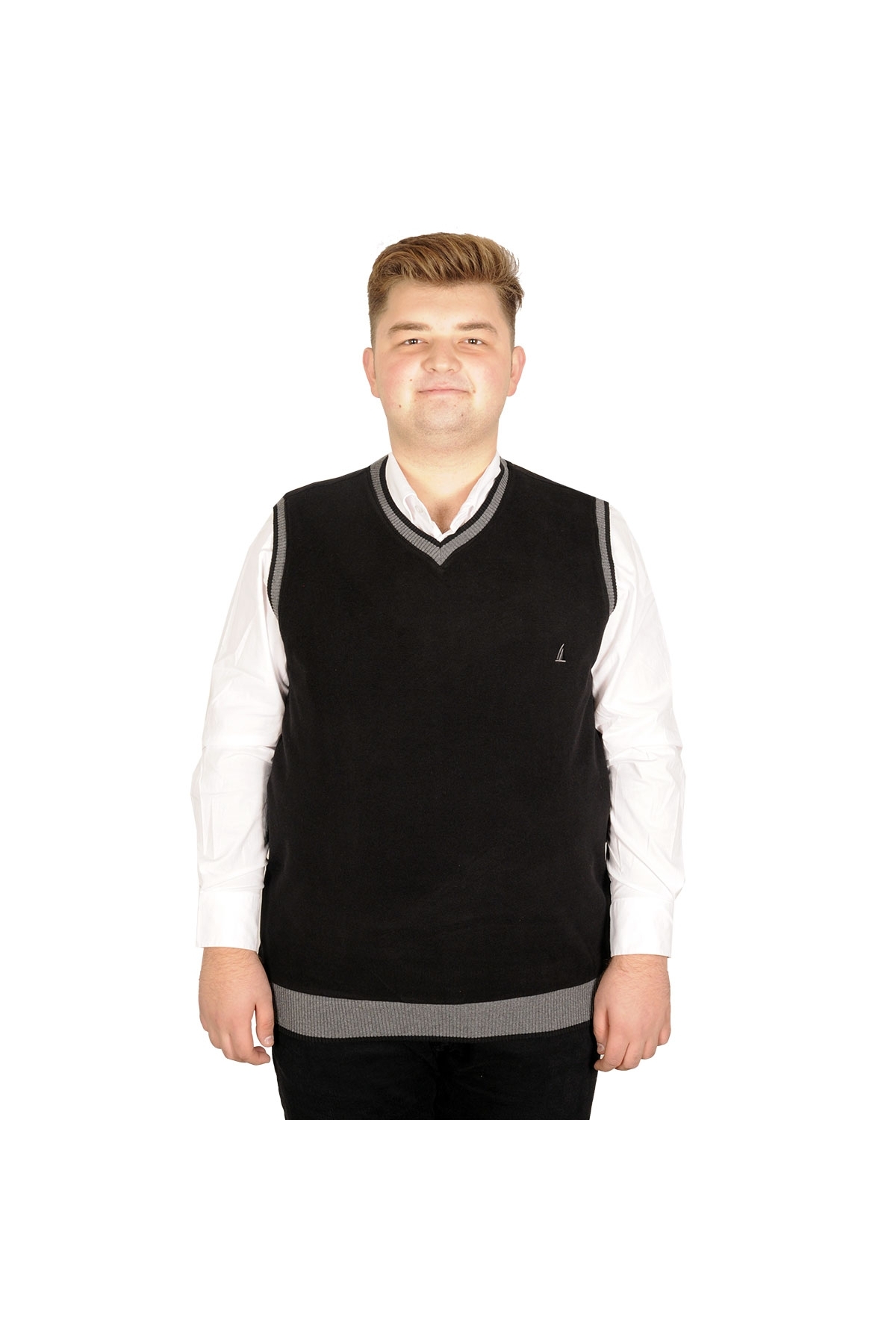 ModeXL Mode XL Büyük Beden Erkek Süeter Vanize Selanik 20547 Siyah