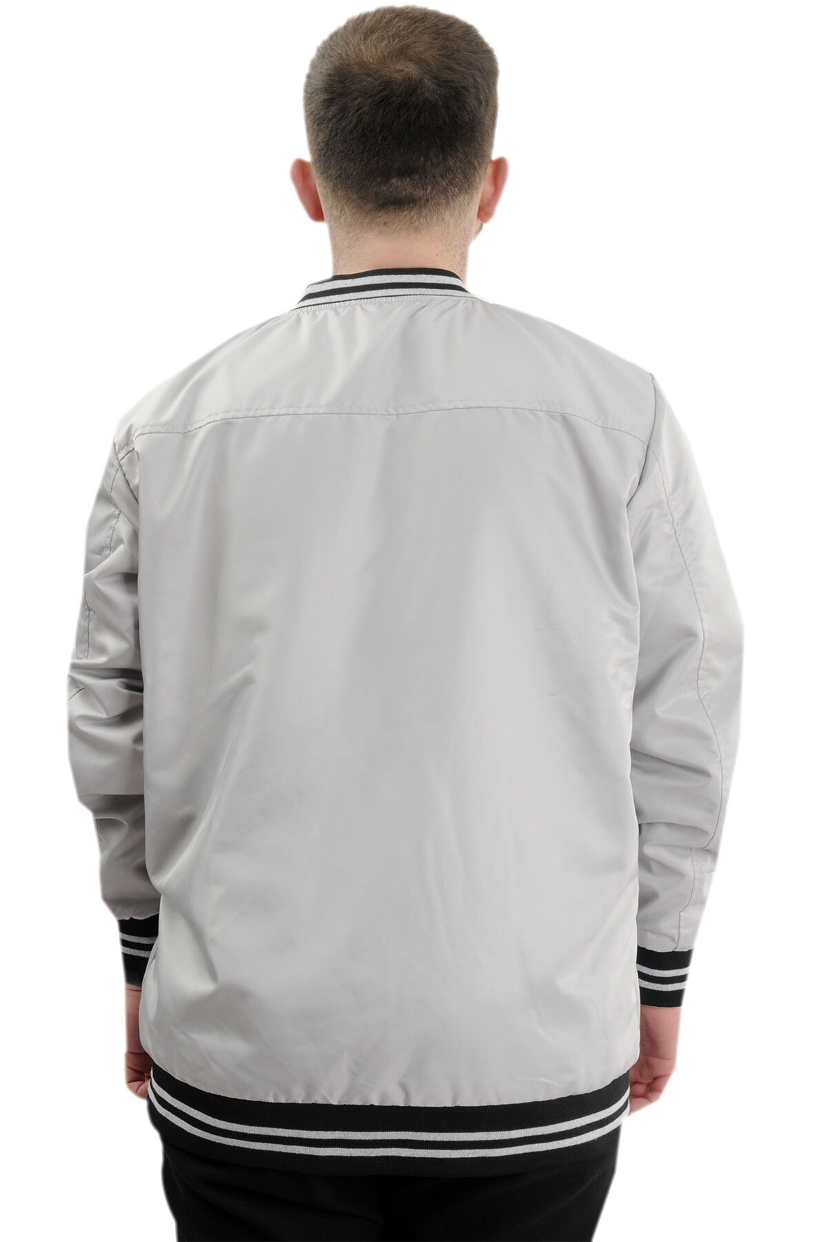 ModeXL Mode XL Büyük Beden Erkek Çift Taraflı Mont 23652 Gri görsel 4