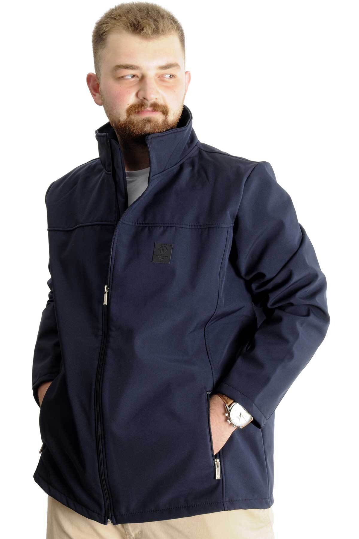 ModeXL Mode XL Büyük Beden Erkek Mont Waterproof Softshell 21232 Lacivert görsel 6