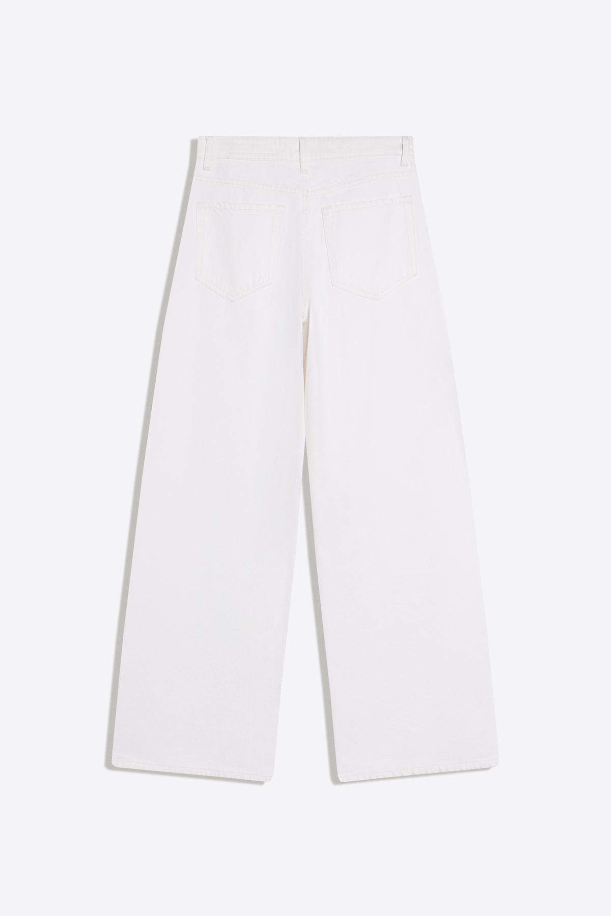 Bershka  Orta bel geniş paça jean - Görsel 5