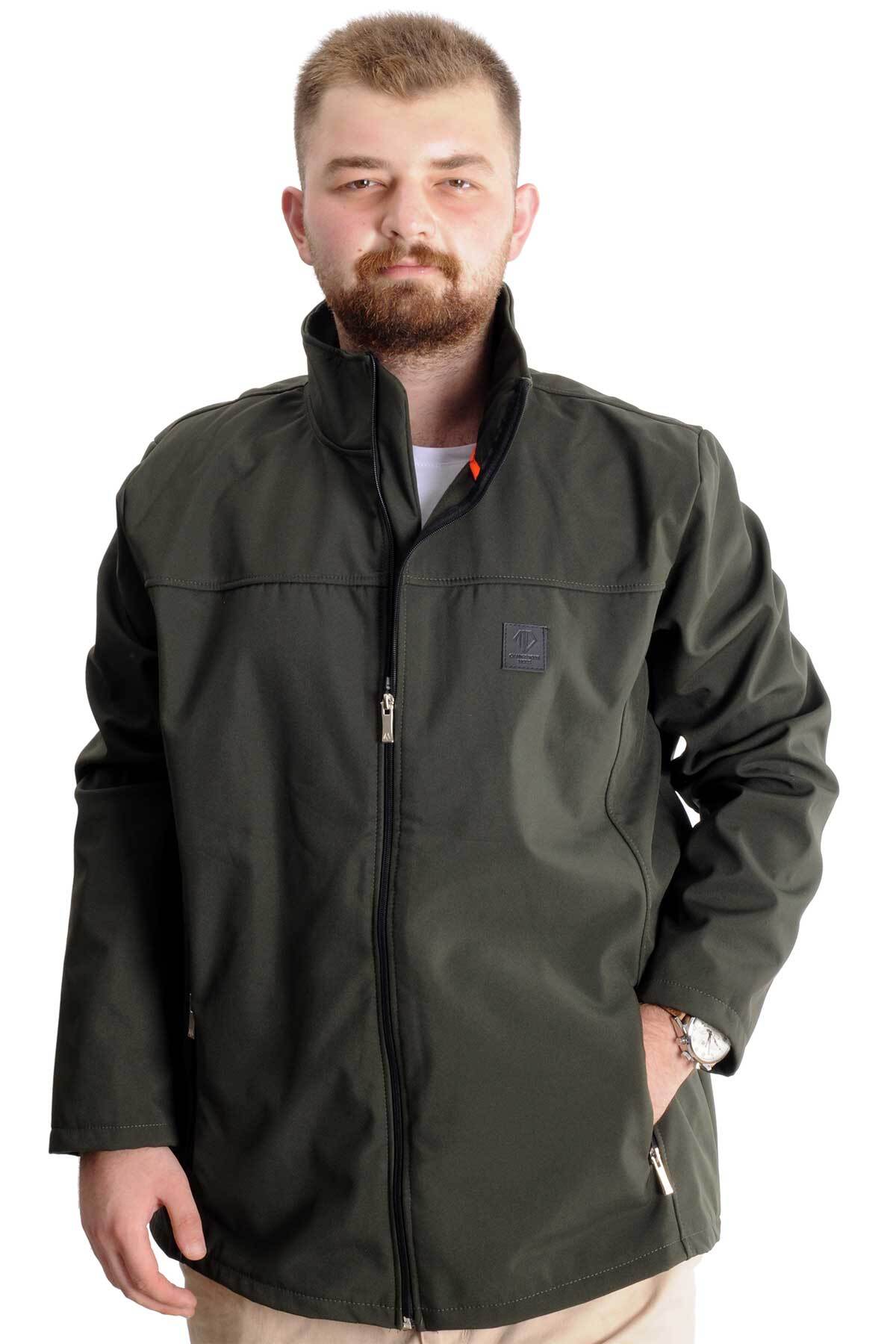 ModeXL Mode XL Büyük Beden Erkek Mont Waterproof Softshell 21232 Haki görsel 5