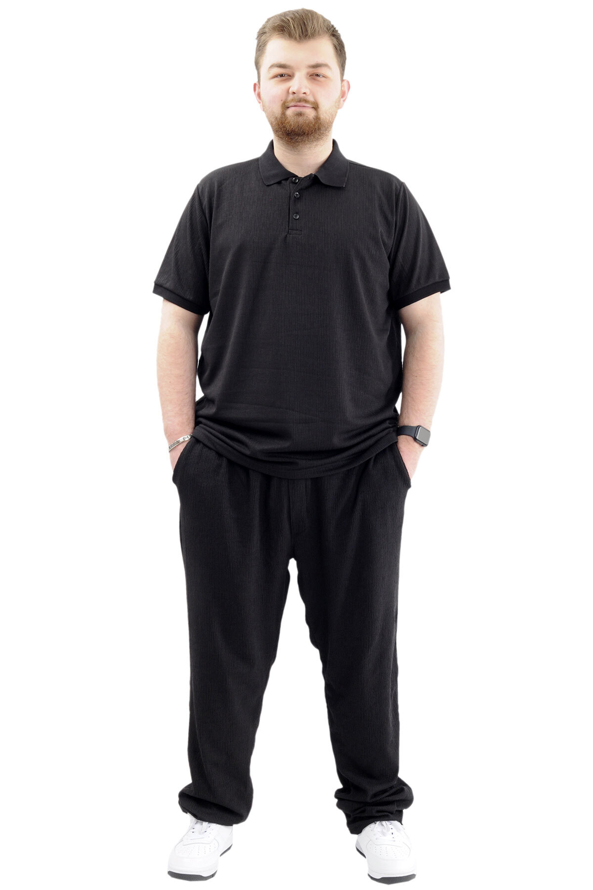 ModeXL Mode XL Büyük Beden Erkek Jogger Platin Jakar 24913 Siyah görsel 2