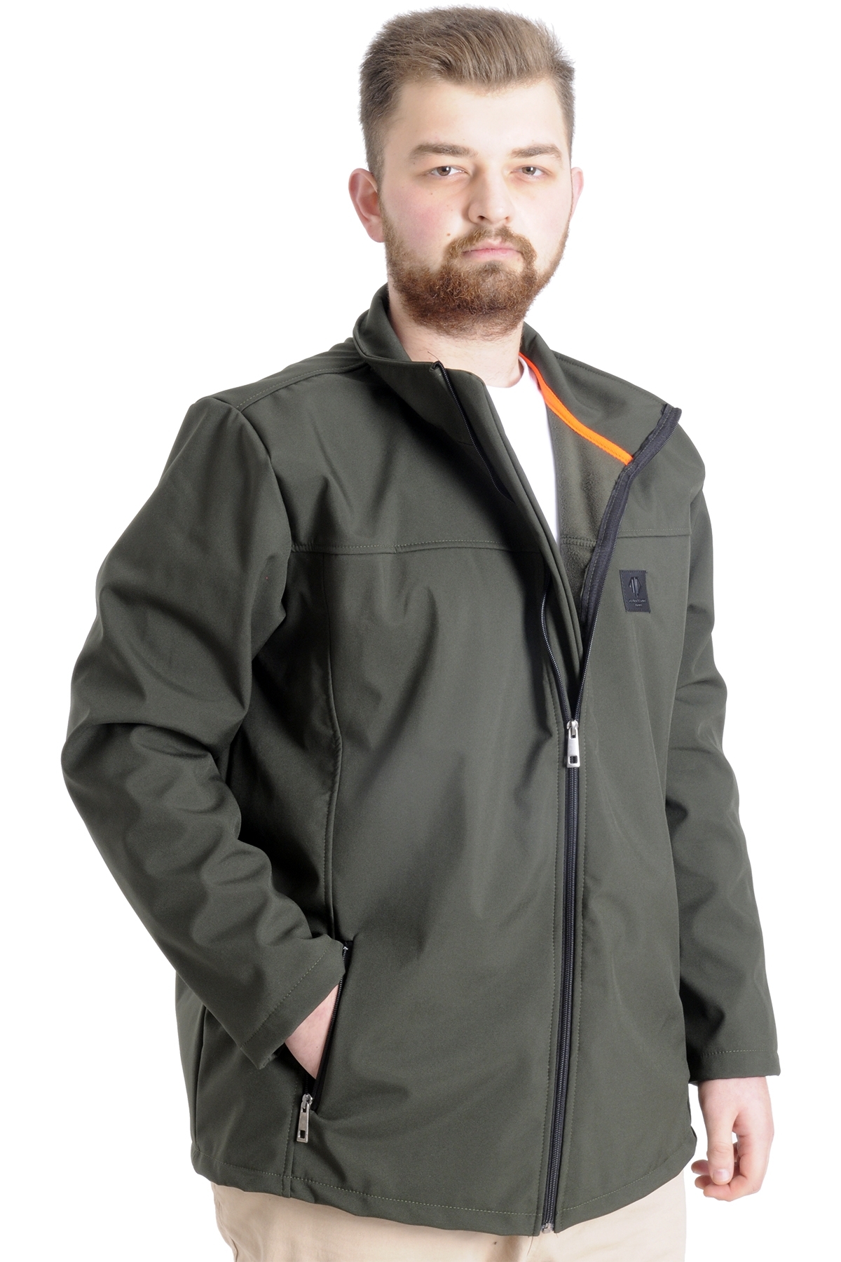 ModeXL Mode XL Büyük Beden Erkek Mont Waterproof Softshell 21232 Haki görsel 4