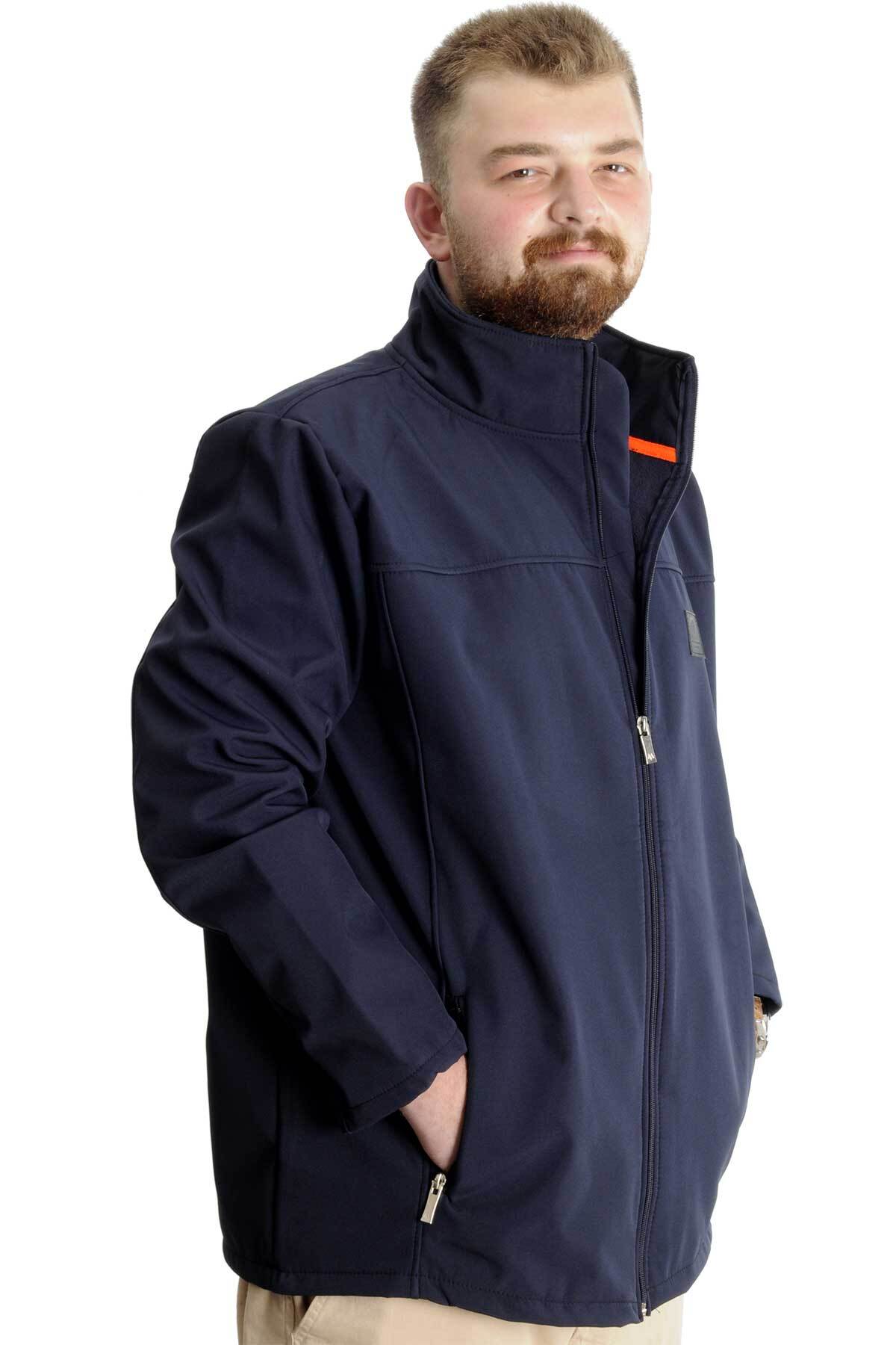 ModeXL Mode XL Büyük Beden Erkek Mont Waterproof Softshell 21232 Lacivert görsel 7