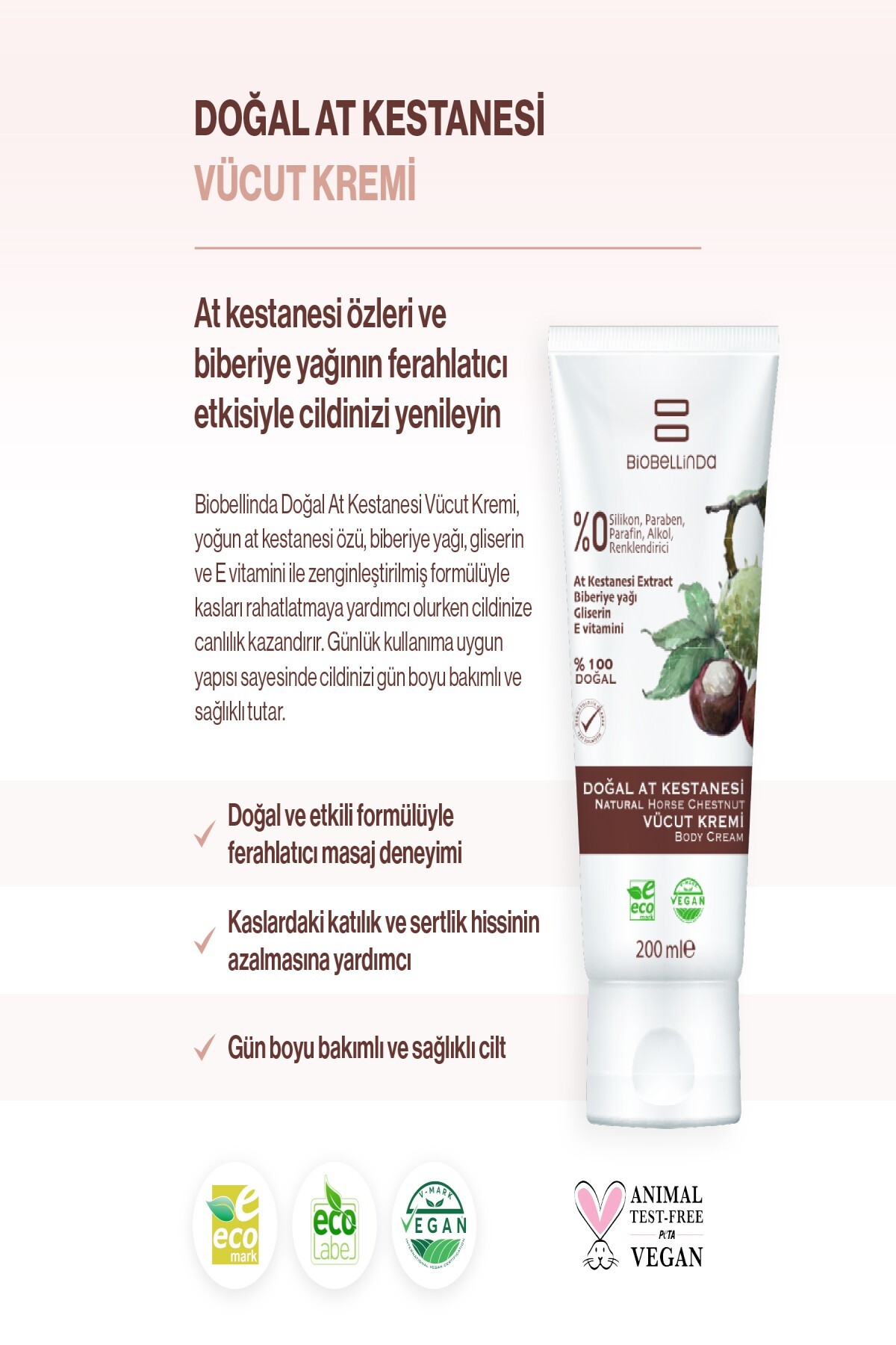 Doğal At Kestanesi Vücut Kremi Besleyici Ve Nemlendirici 200 ml — BL161 — تصویر 4 از 7