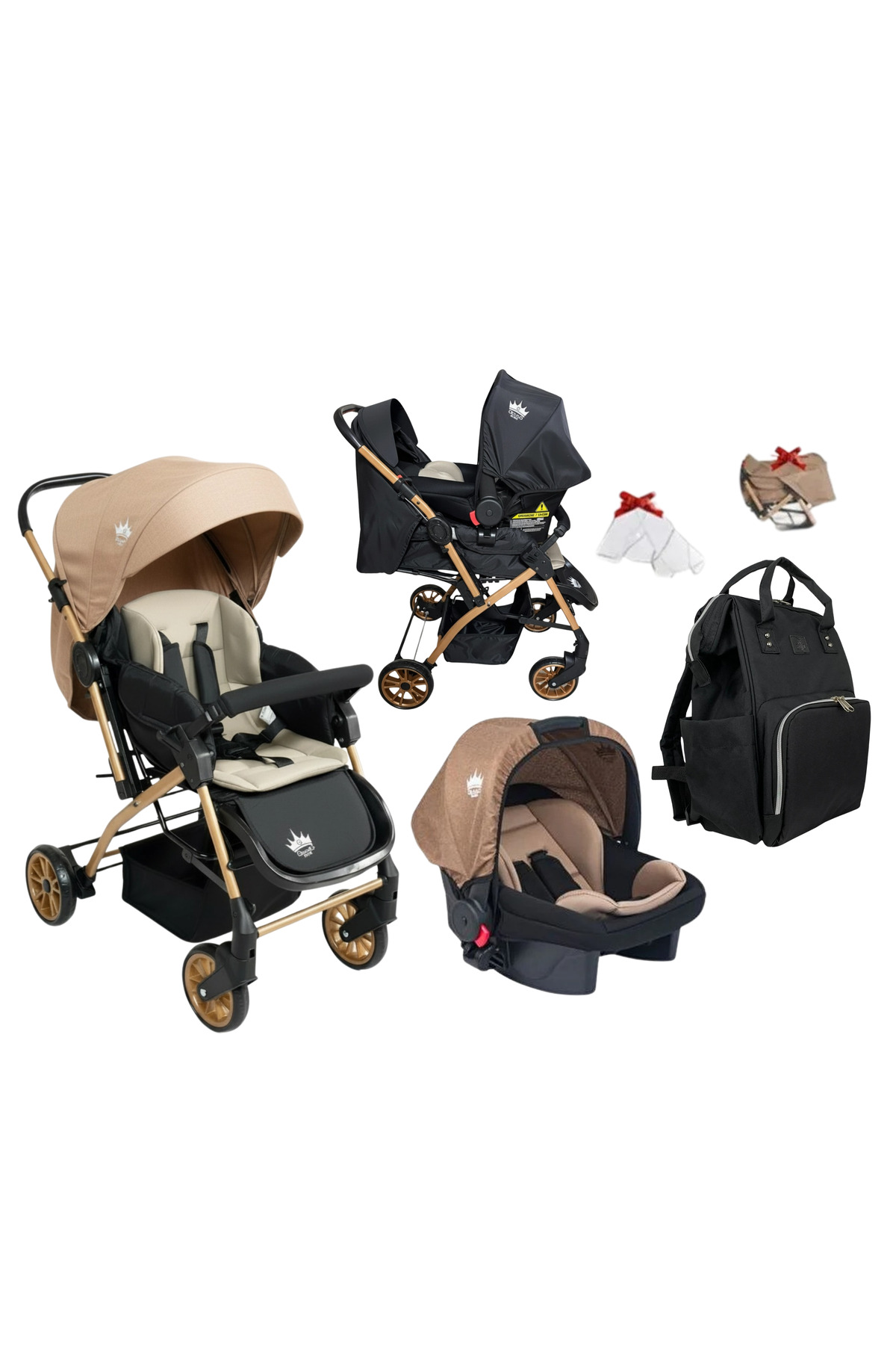 4Baby Aqua Çift Yönlü Bebek Arabası Antrasit Kahve Travel Puset Termal Çanta