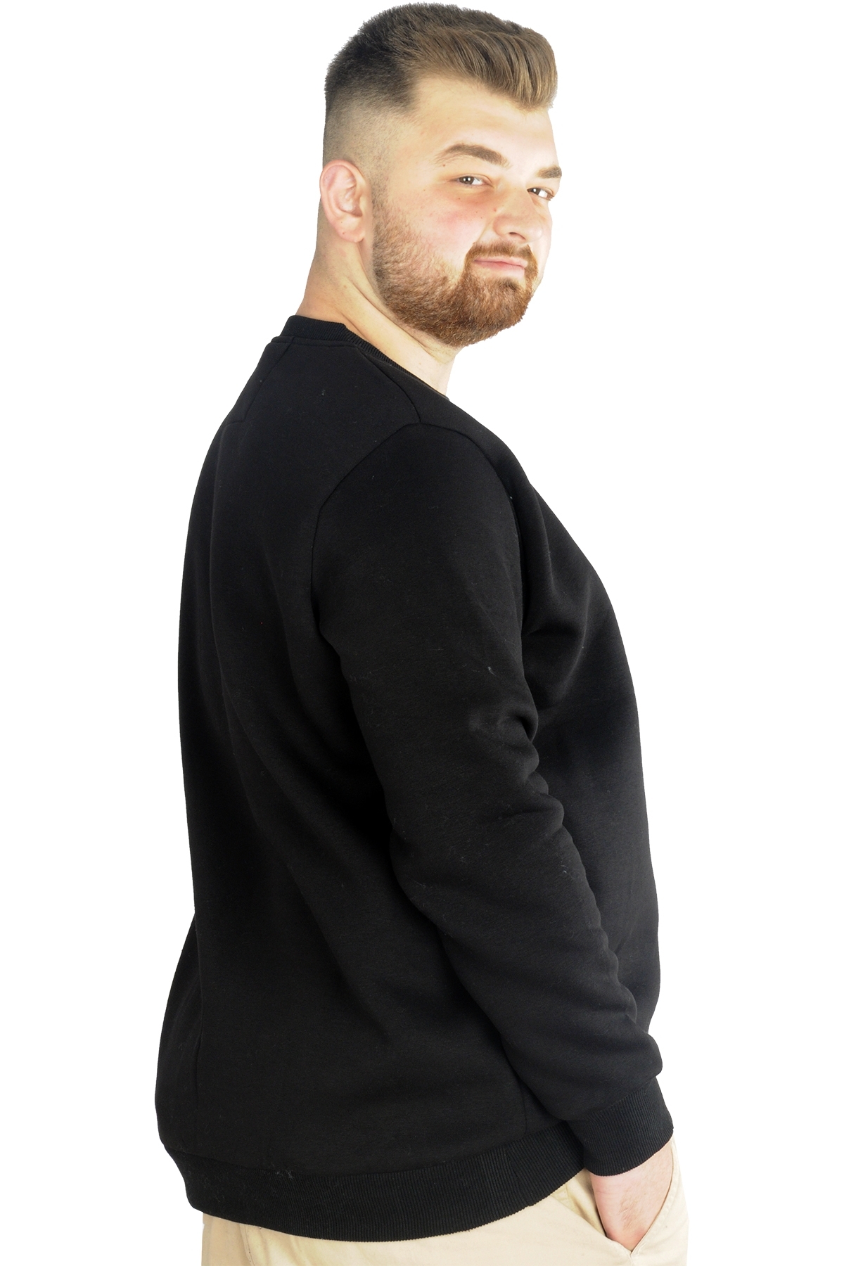 ModeXL Mode XL Erkek Sweatshirt Bisiklet Yaka Basic 20131 Siyah görsel 3