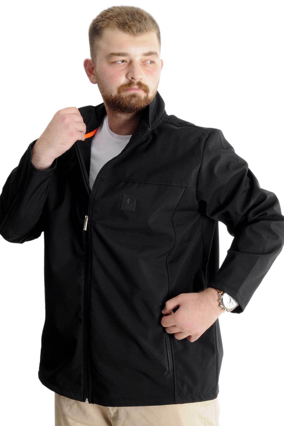 ModeXL Mode XL Büyük Beden Erkek Mont Waterproof Softshell 21232 Siyah görsel 7