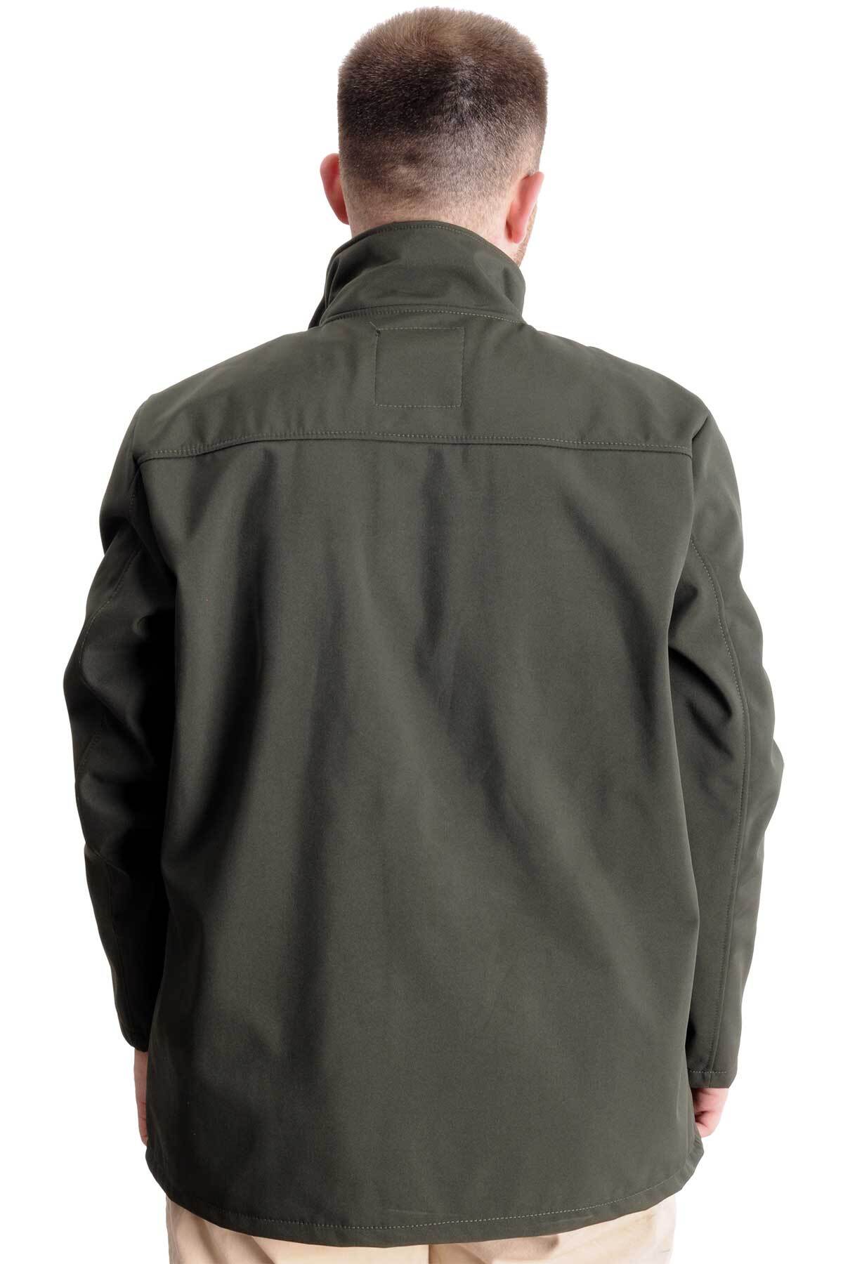 ModeXL Mode XL Büyük Beden Erkek Mont Waterproof Softshell 21232 Haki görsel 8
