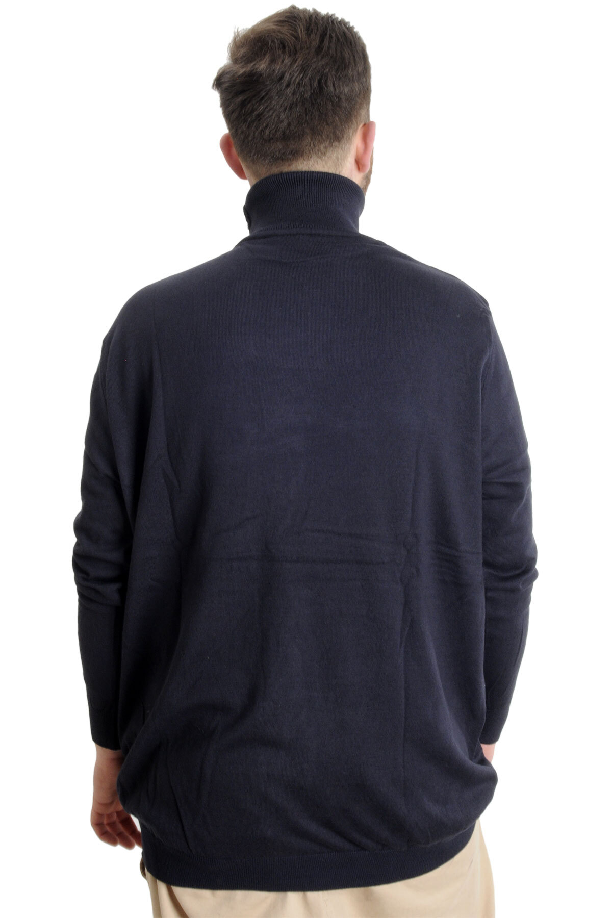 ModeXL Mode XL Büyük Beden Erkek Kazak Balıkçı Yaka 22205 Koyu Lacivert görsel 4