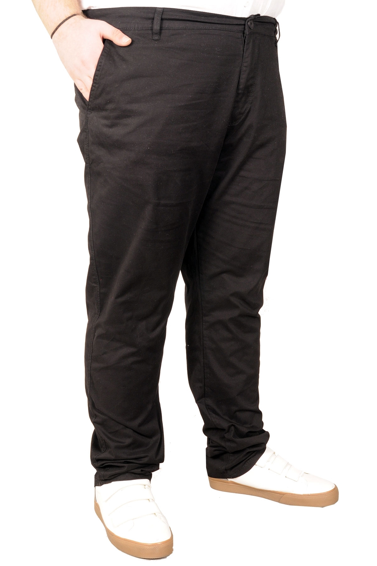 ModeXL Mode XL Büyük Beden Erkek Pantolon Keten Milano 20850 Siyah görsel 4
