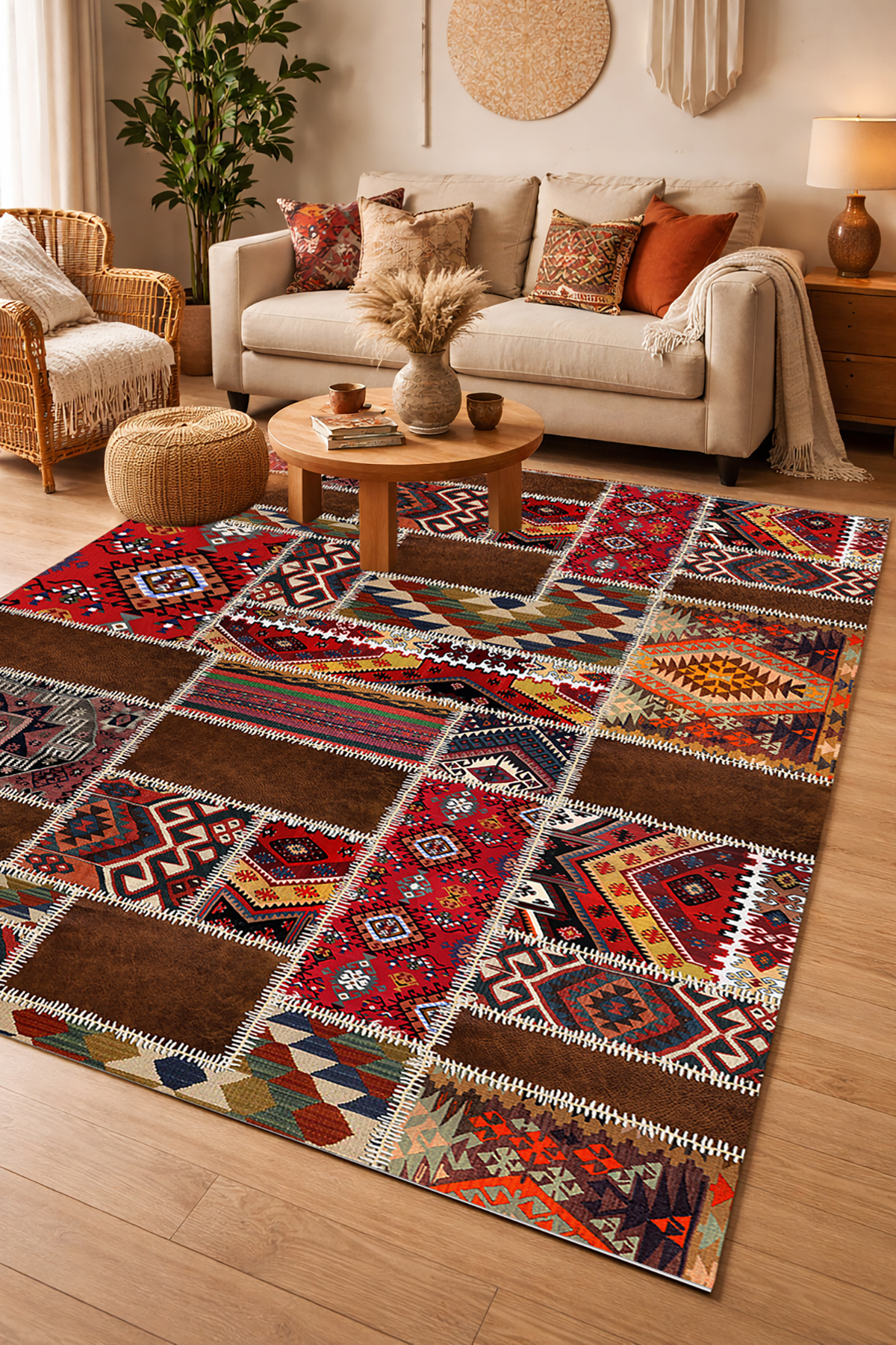 Decomia Home Dijital Baskılı Kaymaz Dot Taban Makinede Yıkanabilir Modern Pat...