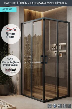 MONAQUA Arteko Duşakabin Kare - Antrasit Profil - Şeffaf 5mm Temperli Cam