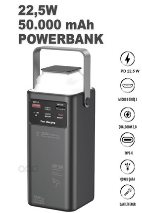 QAP 50000 Mah Kablolu Süper Hızlı Şarj Power Bank Turbo Hızlı Pd Şık Tasarım ...