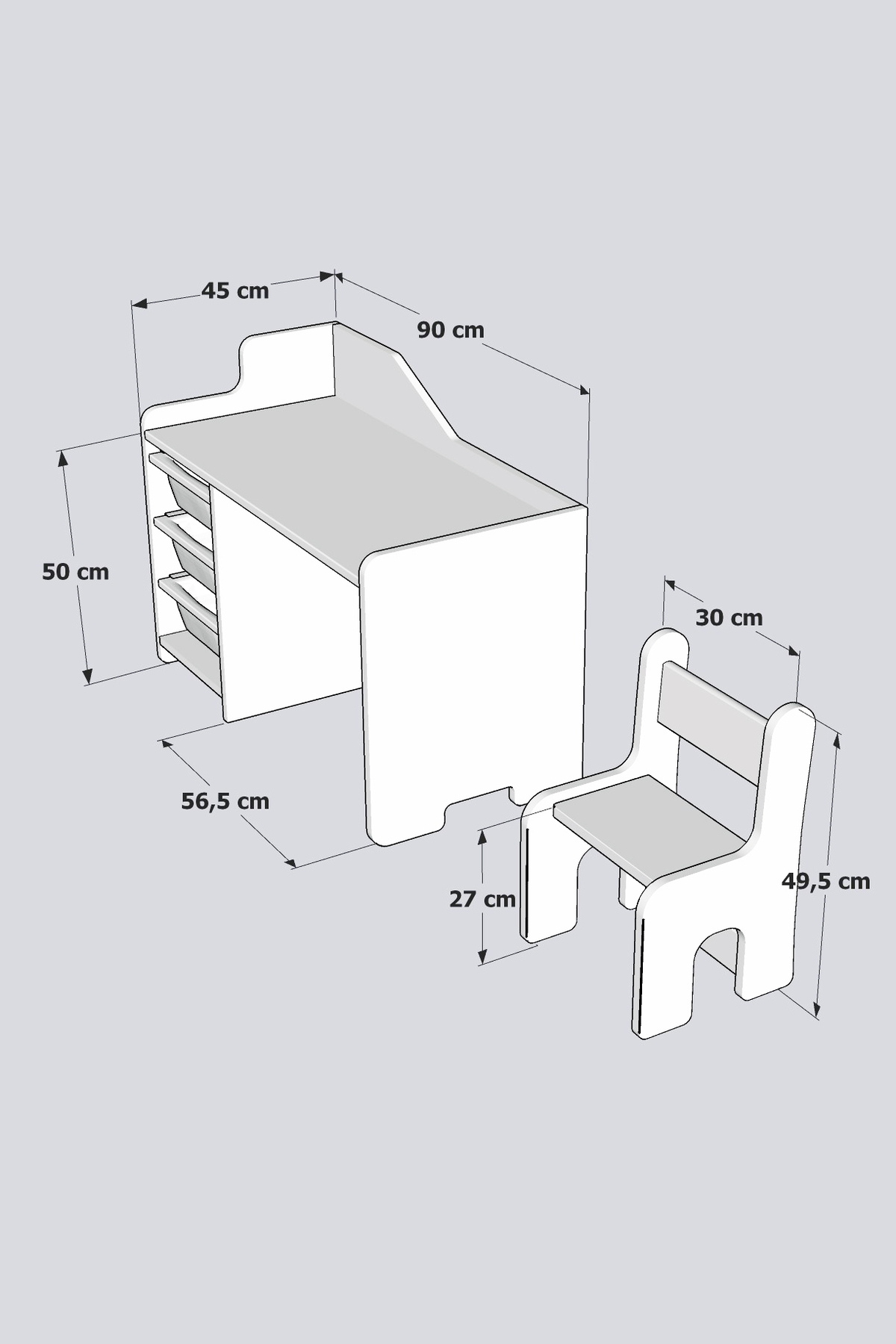 MİRACLE 3D Çocuk Oyun Aktivite Masası 90x45 Cm 3 Sepetli Çocuk Çalışma Masası Sırt Dayamalı Sandalye fotoğrafı 6 (önizleme)