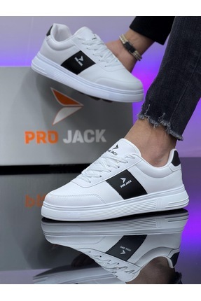 Projack Beyaz Siyah Günlük Ortepedik Erkek Spor Ayakkabı Sneaker